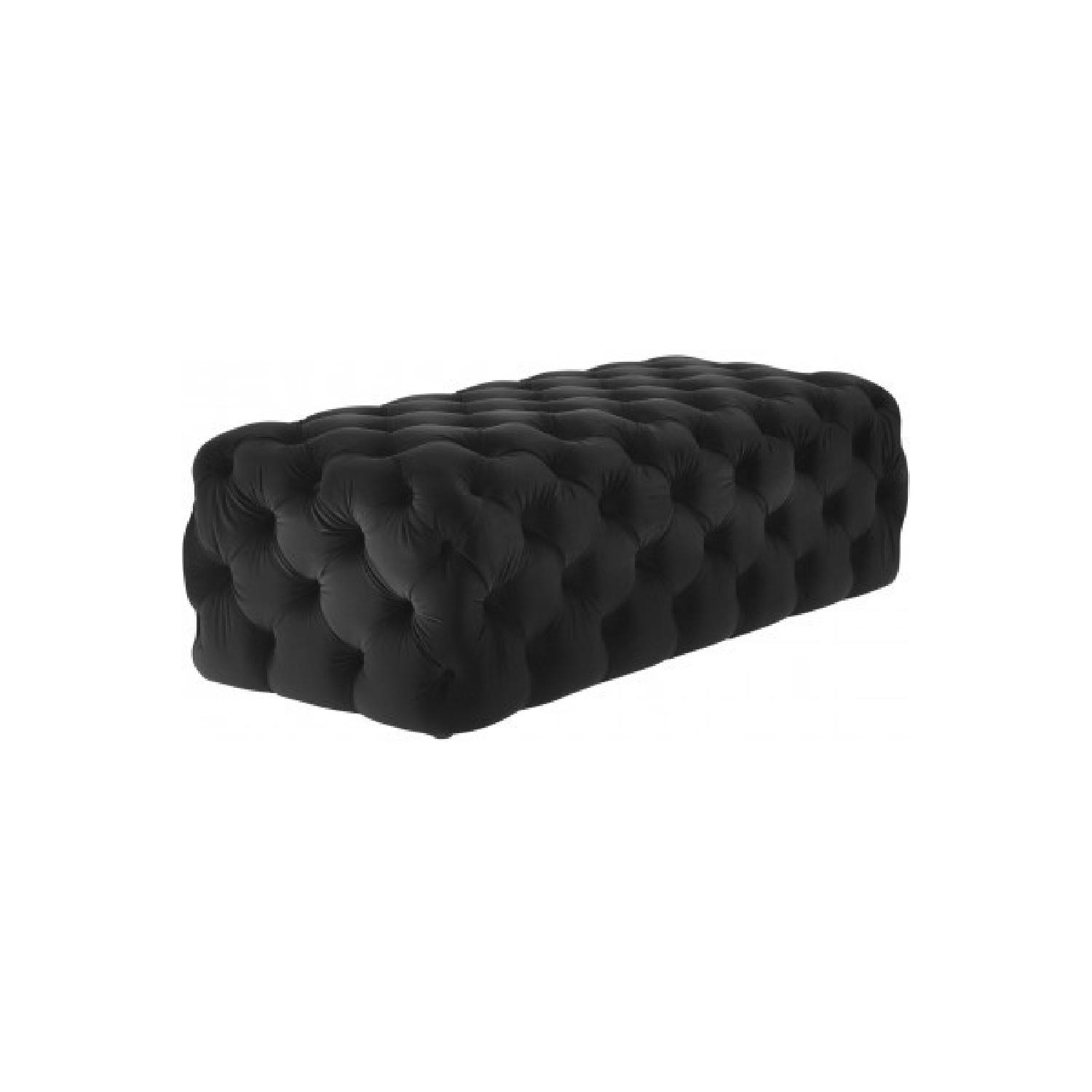 TOV Furniture Kaylee Jumbo Black Velvet Ottoman - image-0