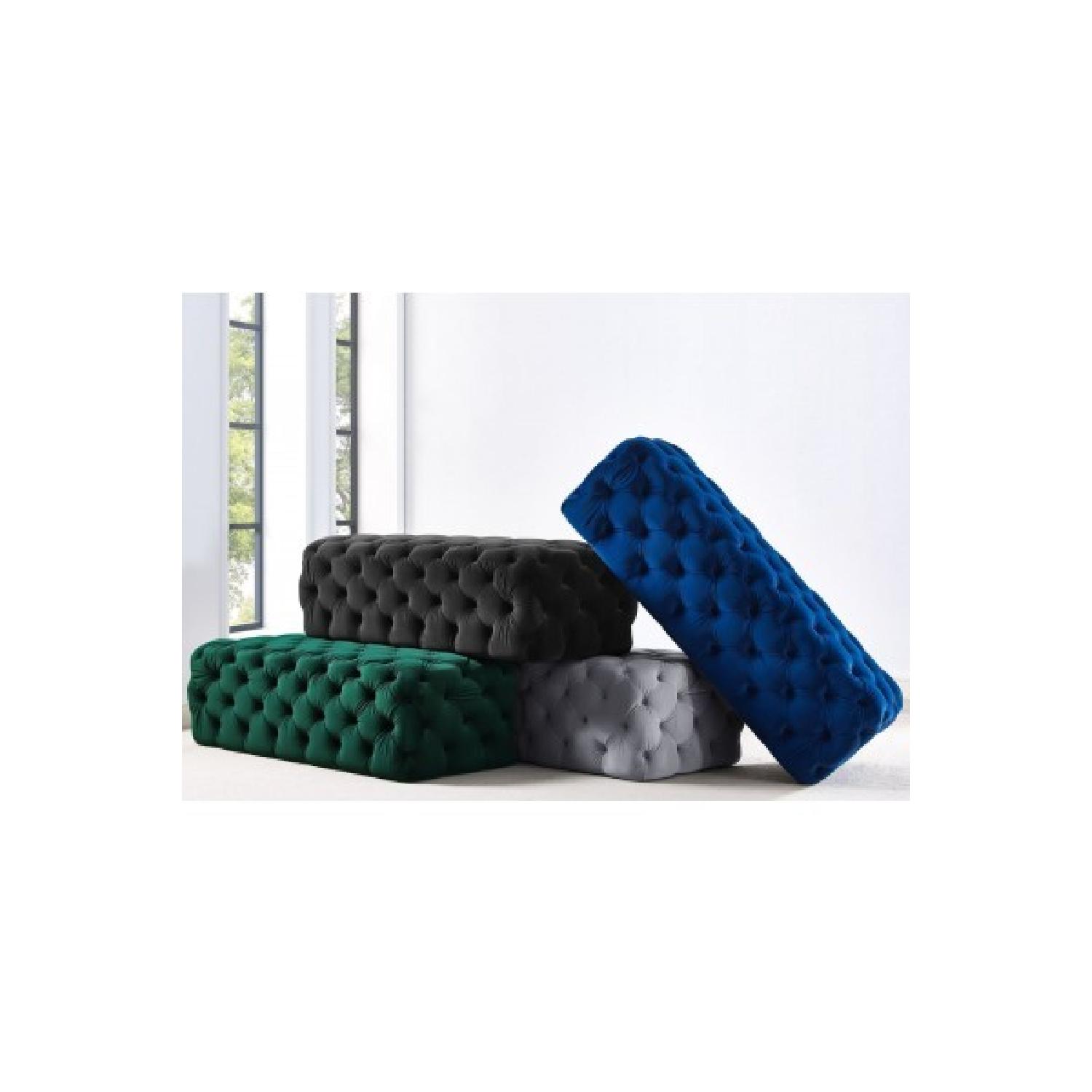TOV Furniture Kaylee Jumbo Black Velvet Ottoman - image-1