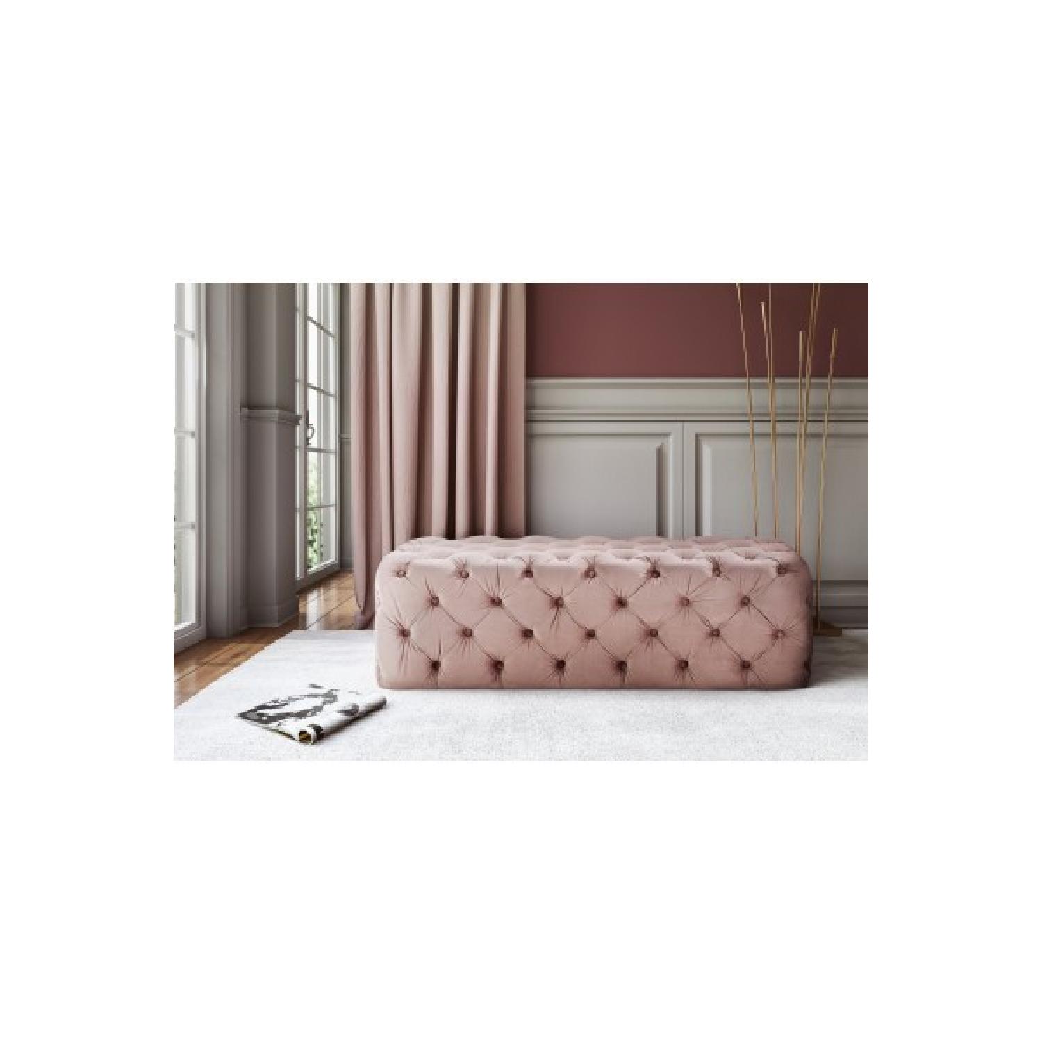TOV Furniture Kaylee Blush Velvet Ottoman - image-1