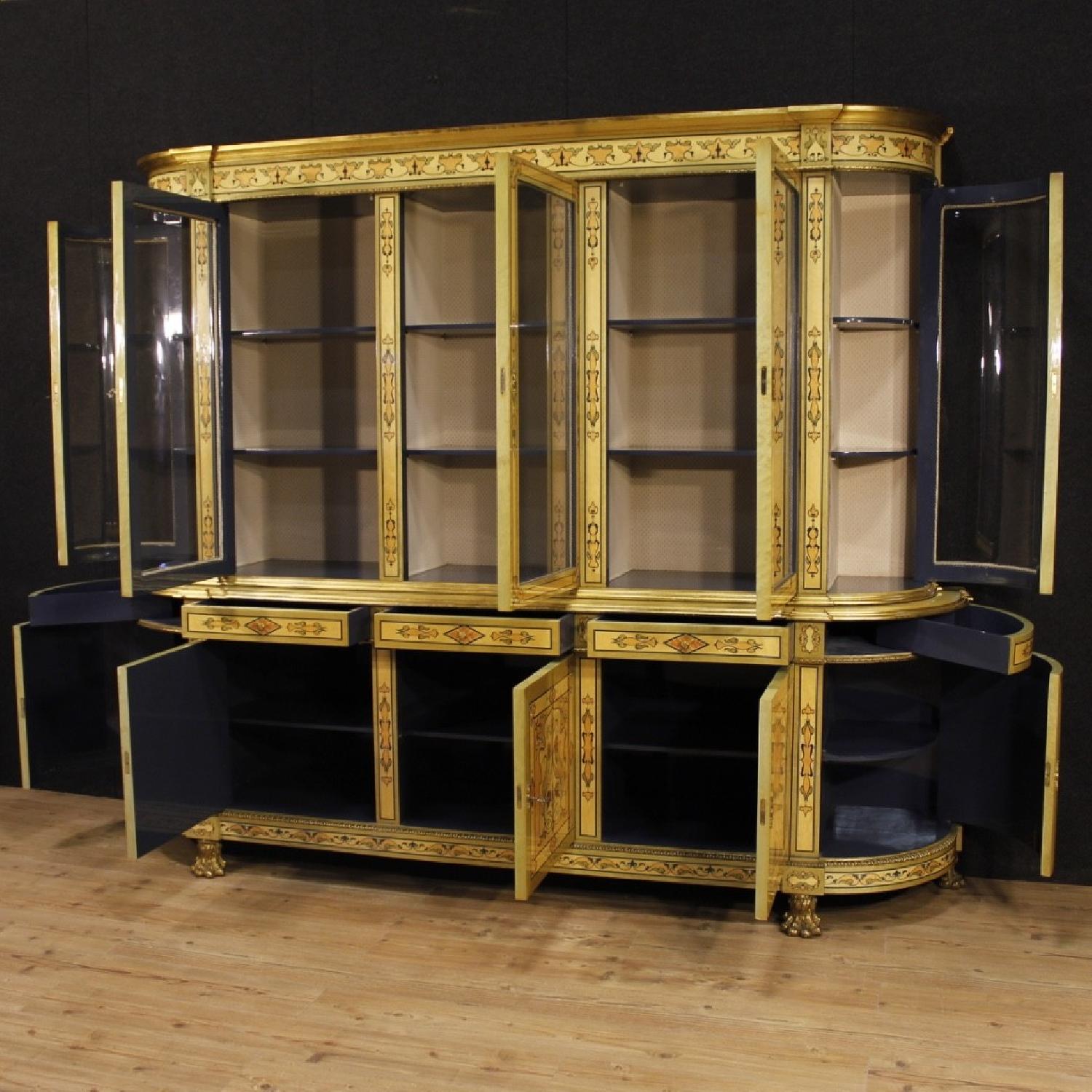 French Bookcase in Inlaid Wood w/ Gilt Bronzes - image-3