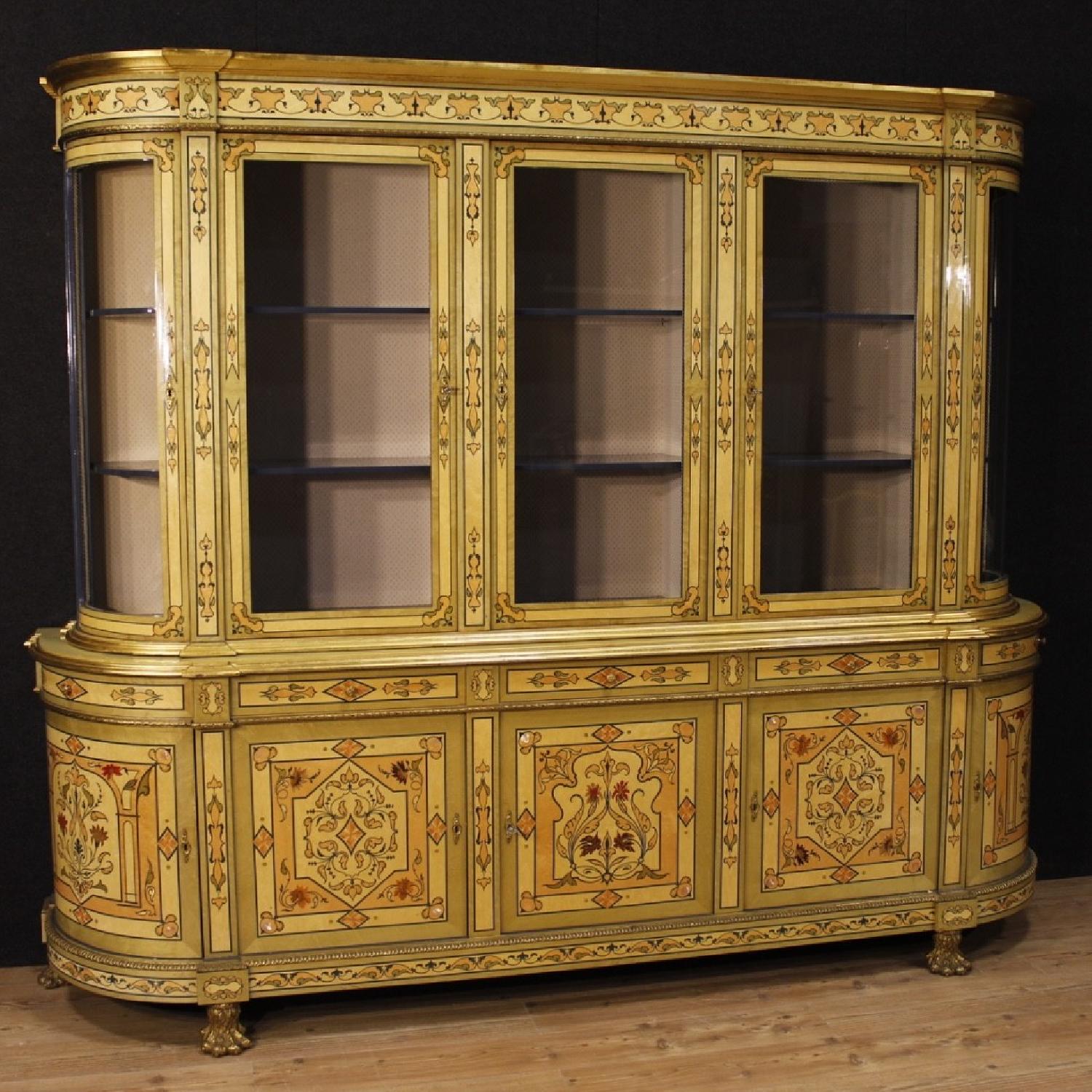 French Bookcase in Inlaid Wood w/ Gilt Bronzes - image-4