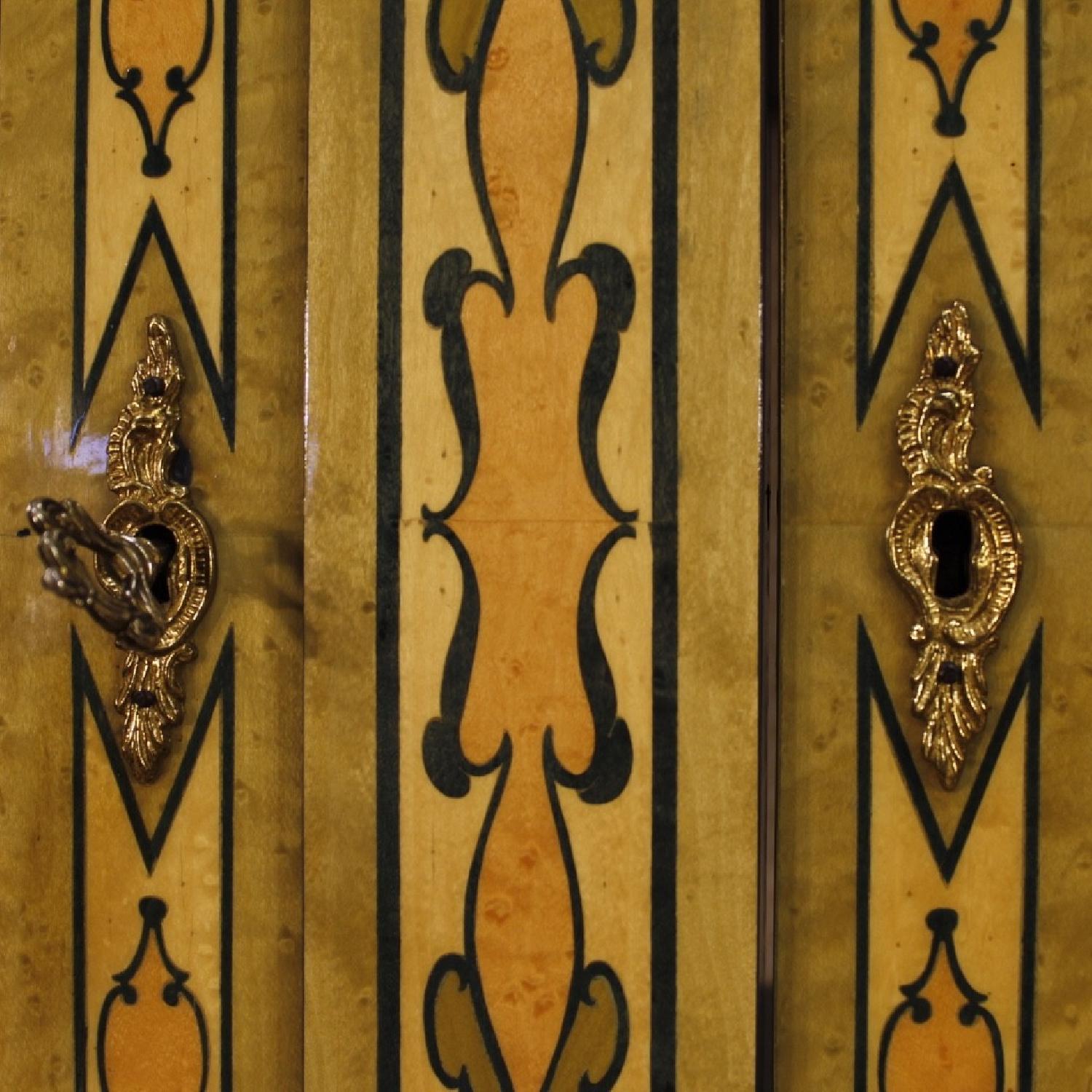 French Bookcase in Inlaid Wood w/ Gilt Bronzes - image-6