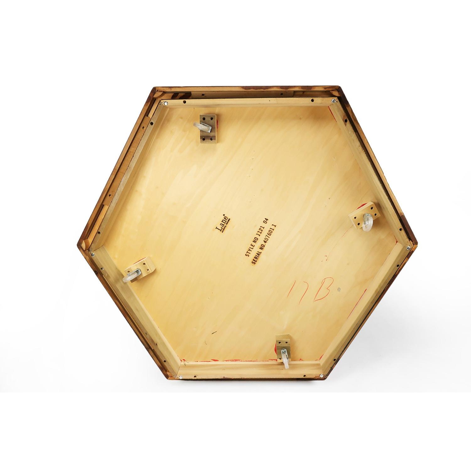 Lane Walnut & Smoked Glass Hexagonal Coffee Table - image-1