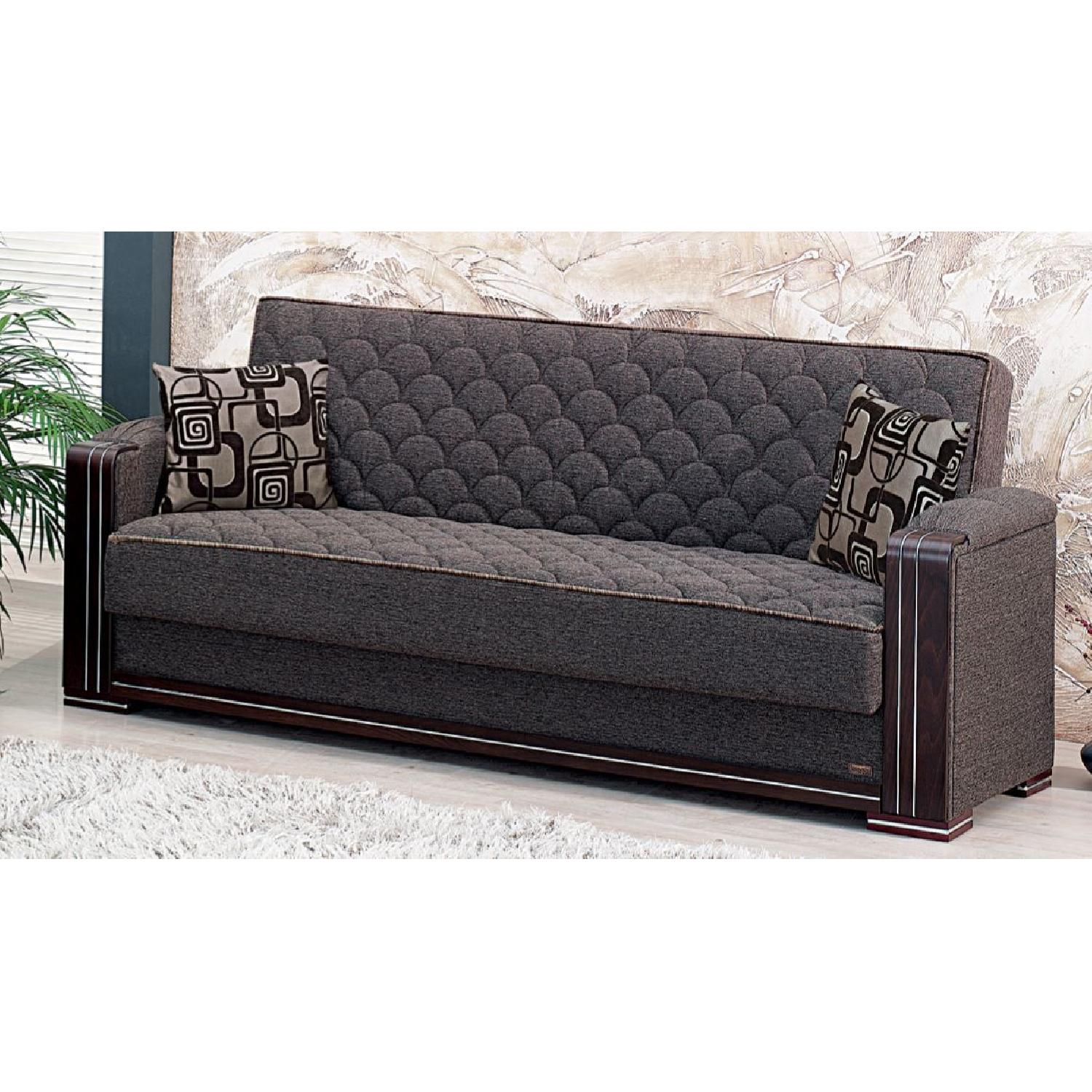 Oregon Contemporary Brown Fabric Sofa Bed AptDeco