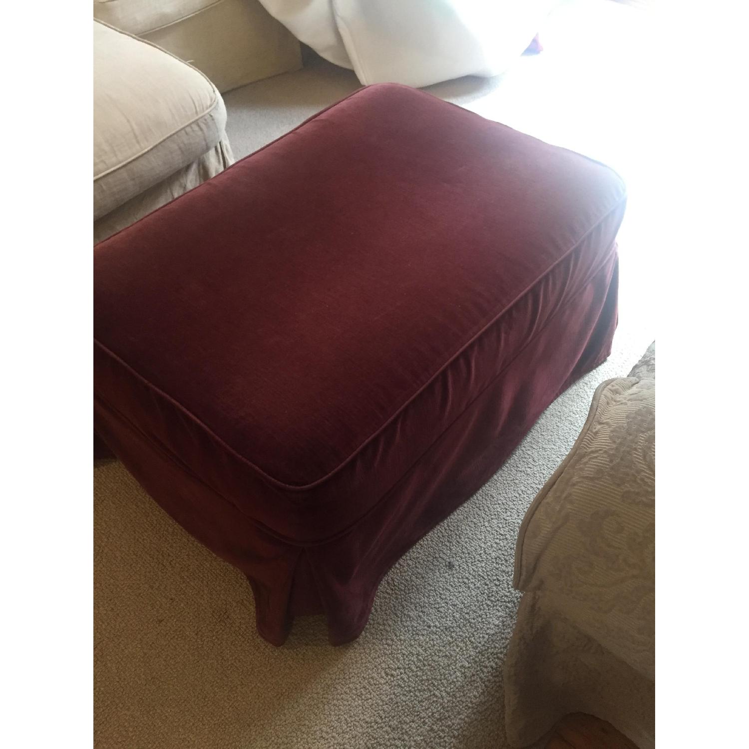 Pottery Barn Maroon Velvet Ottoman - image-2