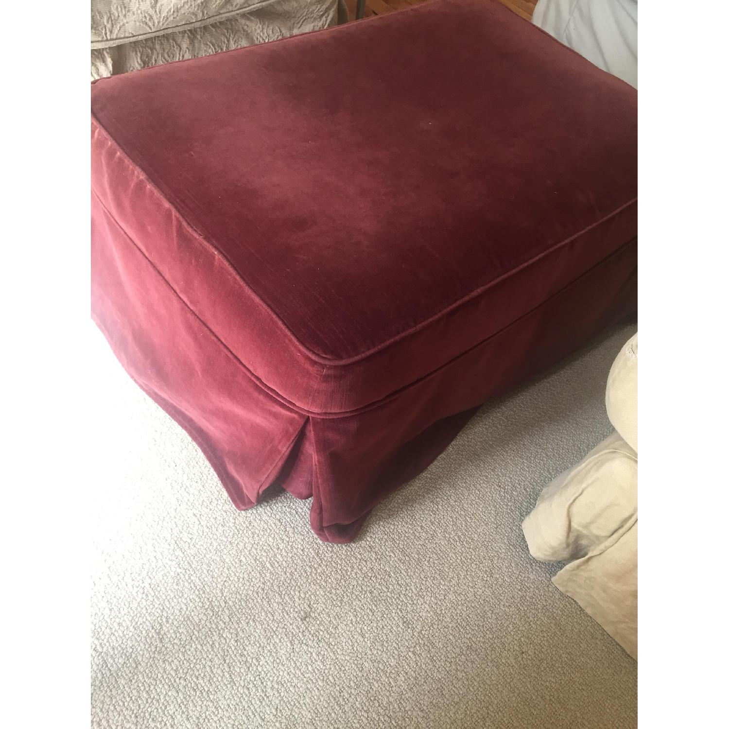Pottery Barn Maroon Velvet Ottoman - image-4