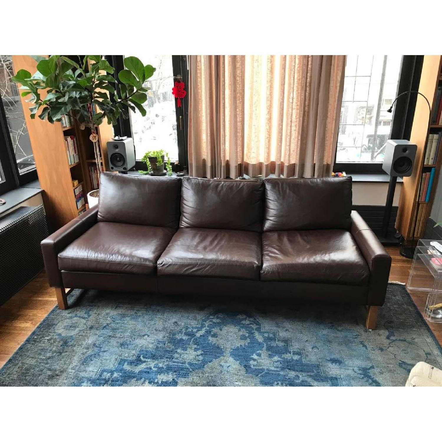 Elite Mid Century Modern Style Archer Leather Sofa - image-1