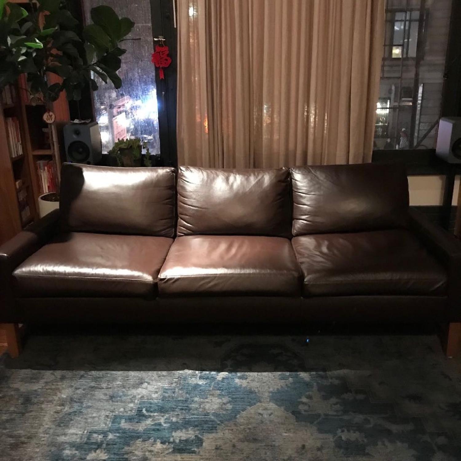 Elite Mid Century Modern Style Archer Leather Sofa - image-3