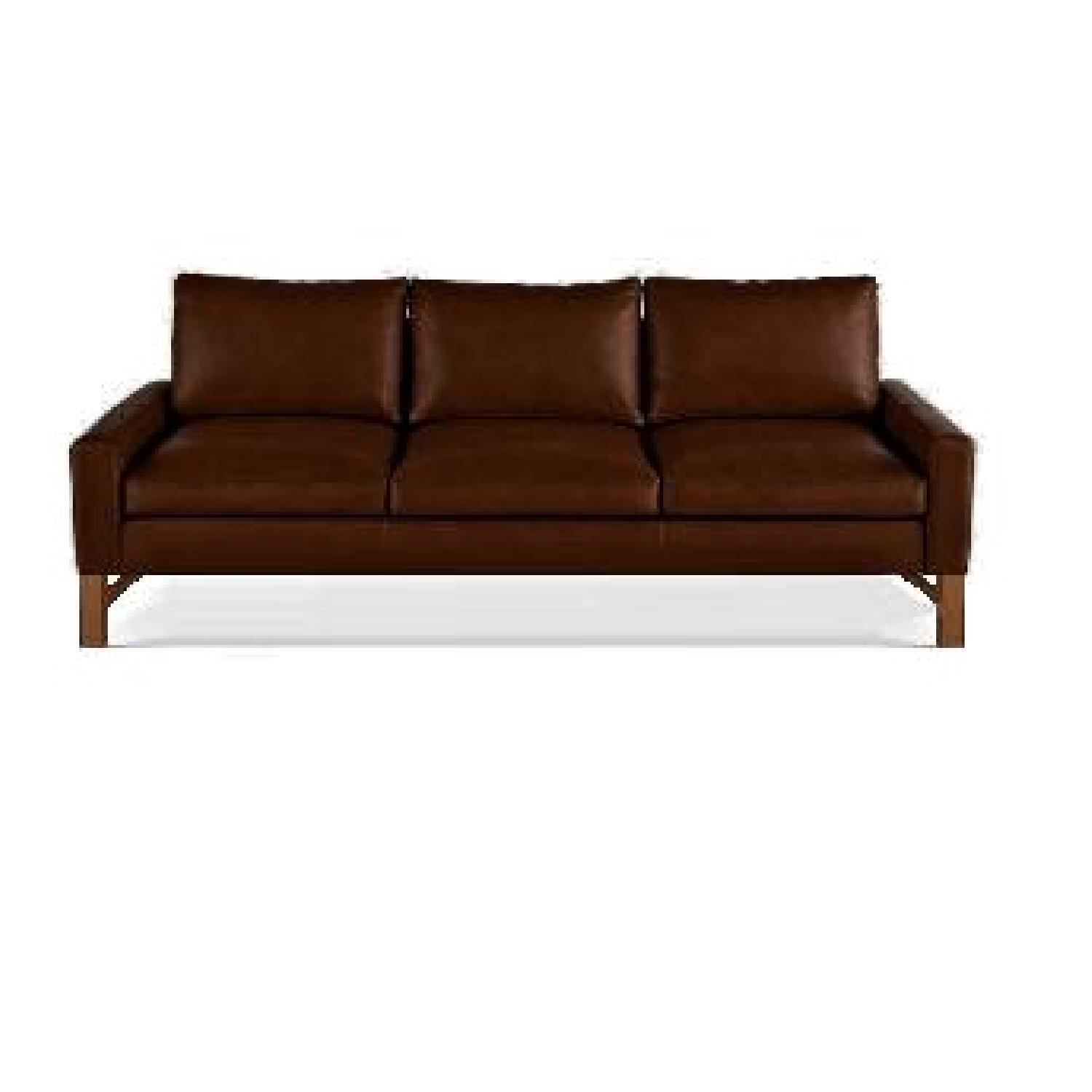 Elite Mid Century Modern Style Archer Leather Sofa - image-0