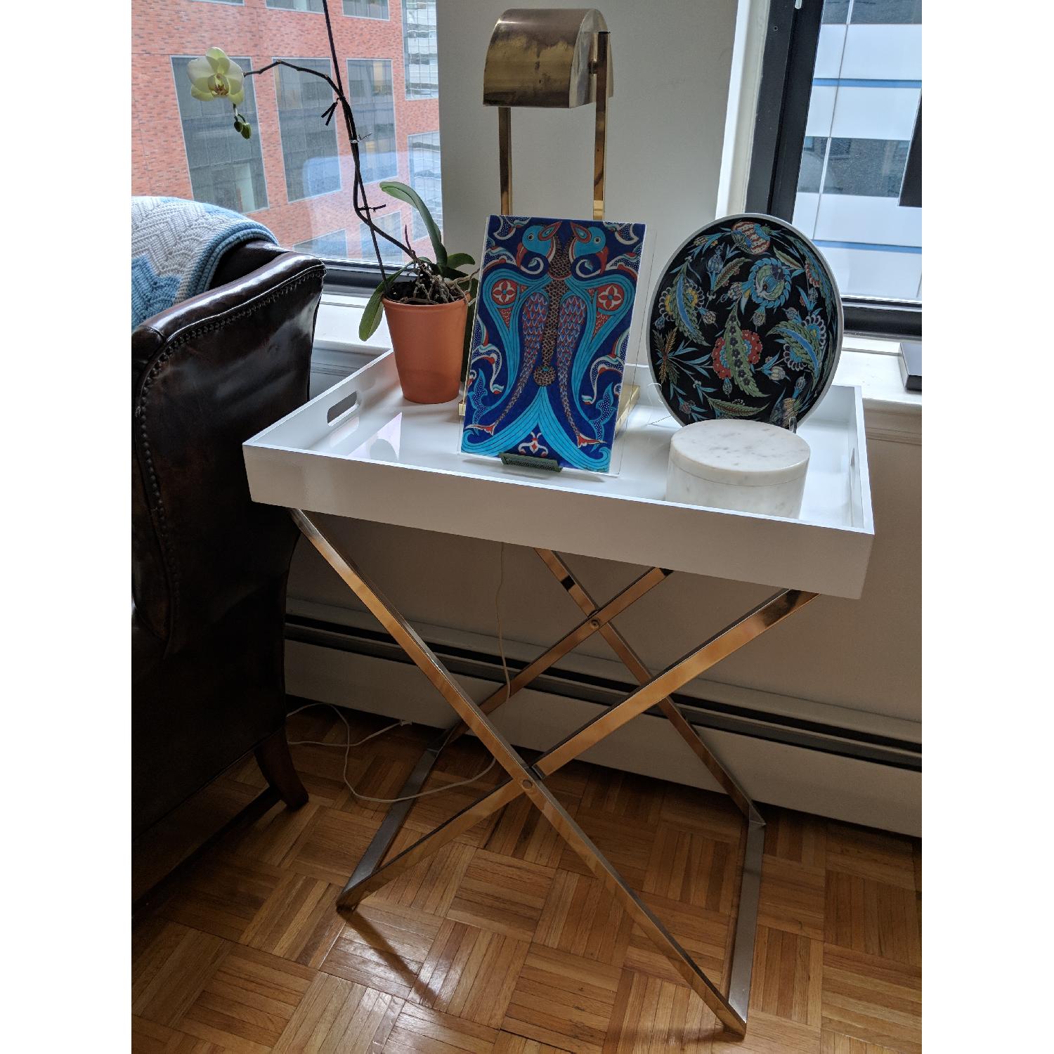 West Elm Butler Tray and Stand - AptDeco West Elm Butler Tray and Stand - AptDeco