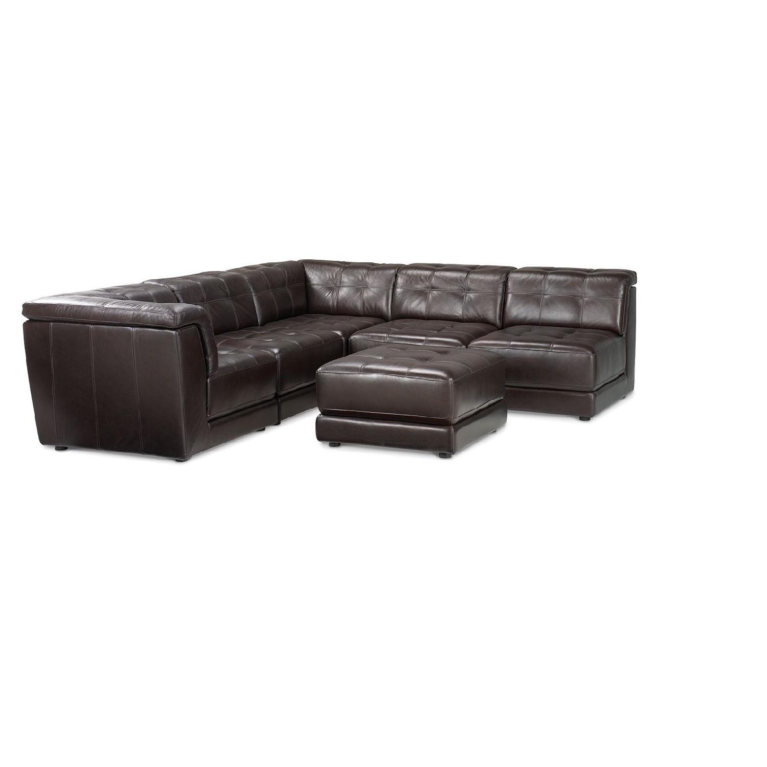 Macy's 6 Piece Leather Sectional Sofa - image-1
