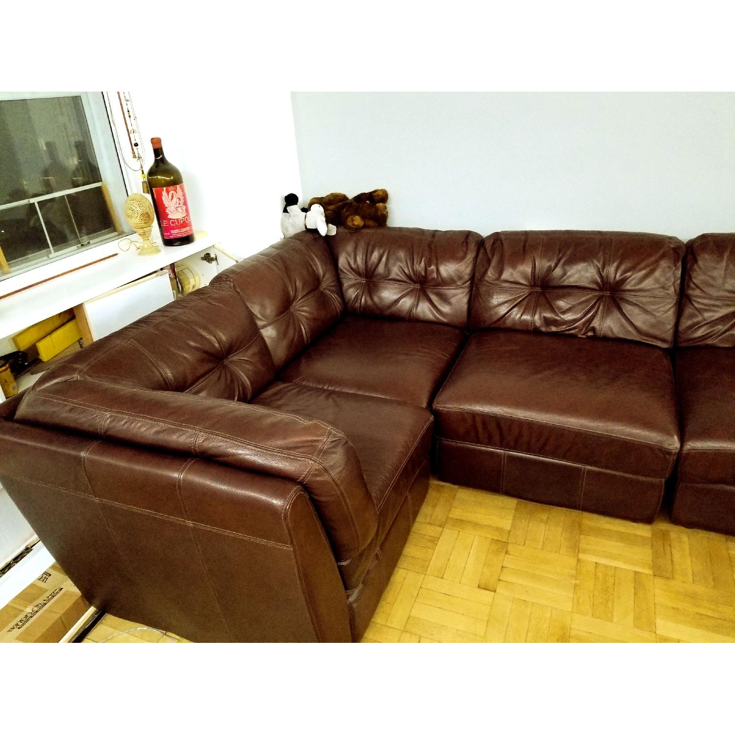 Macy's 6 Piece Leather Sectional Sofa - image-3