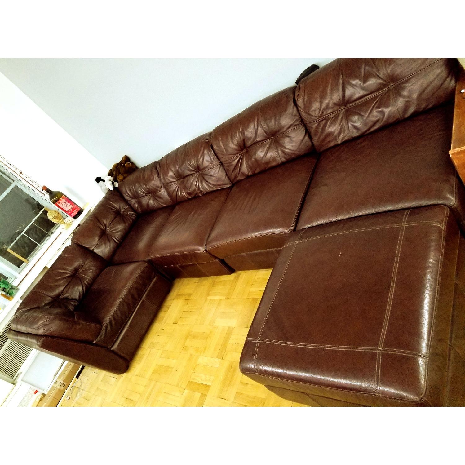 Macy's 6 Piece Leather Sectional Sofa - image-4