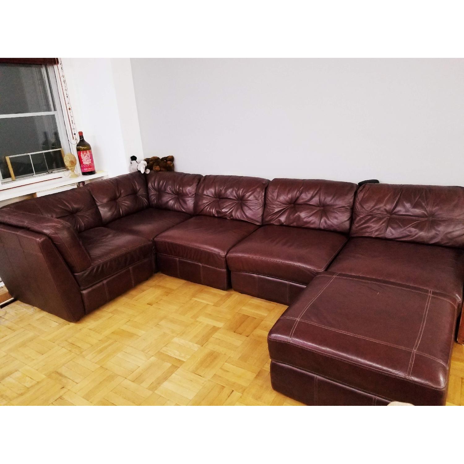 Macy's 6 Piece Leather Sectional Sofa - image-5