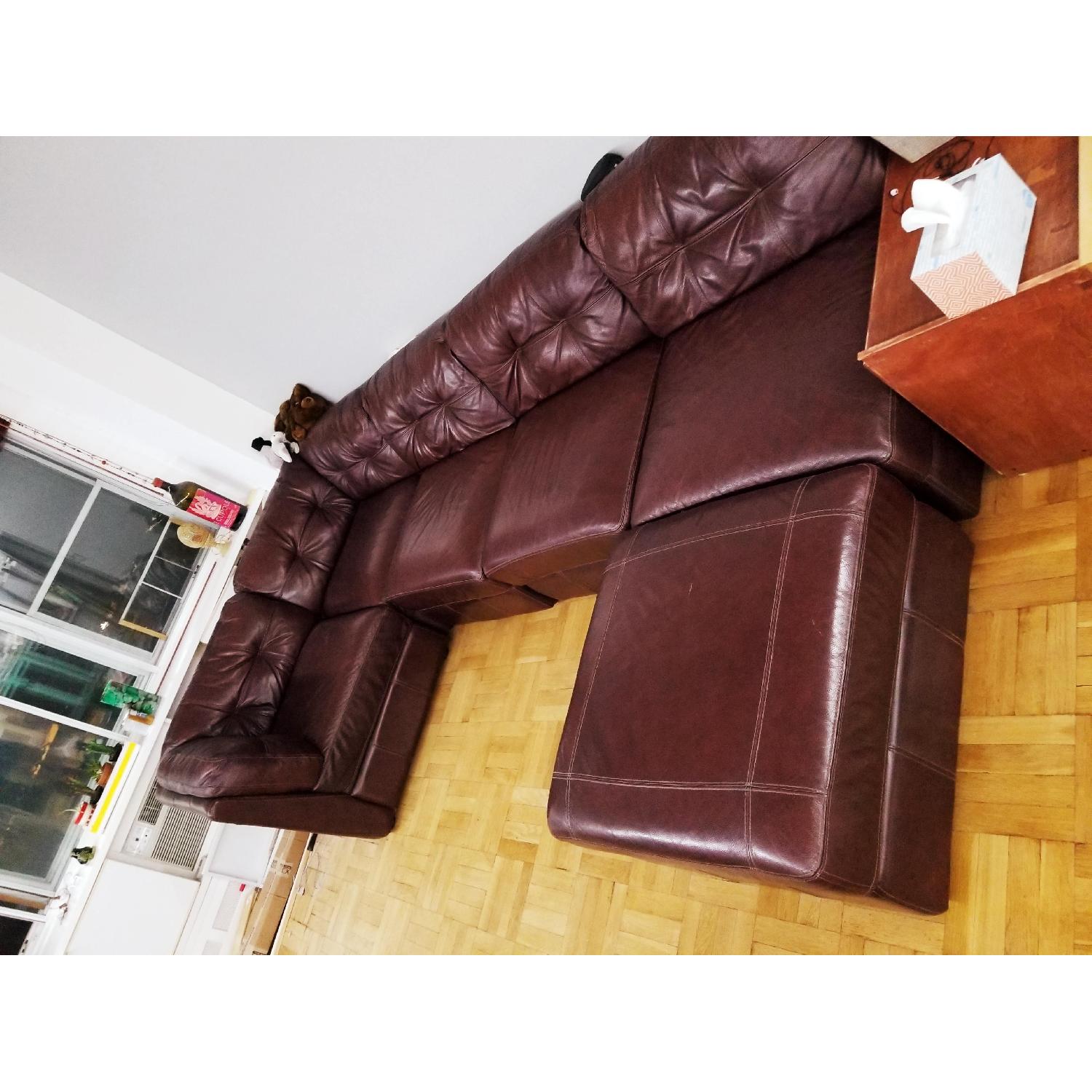 Macy's 6 Piece Leather Sectional Sofa - image-0