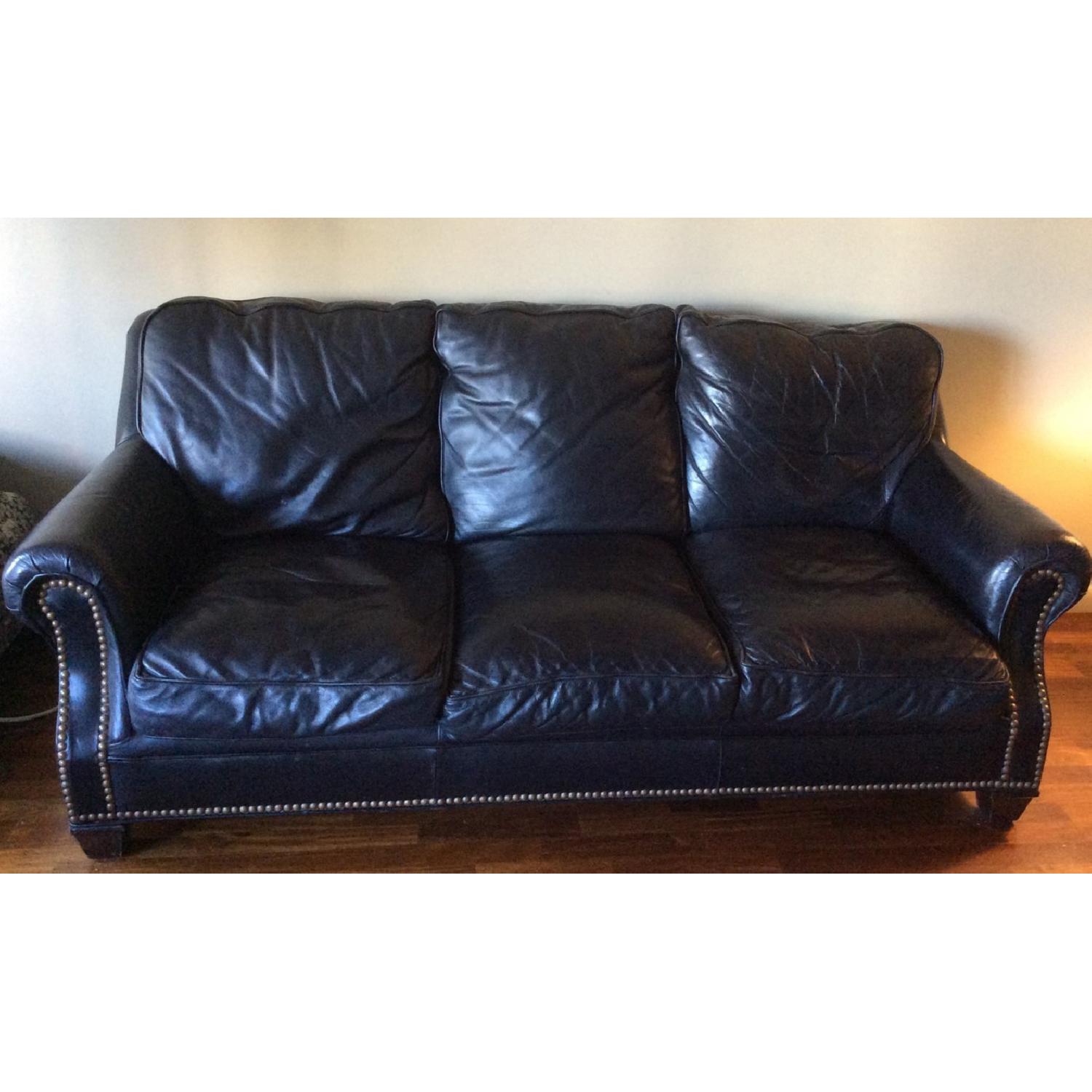 Classic Leather Inc. Black Leather Sofa - image-1