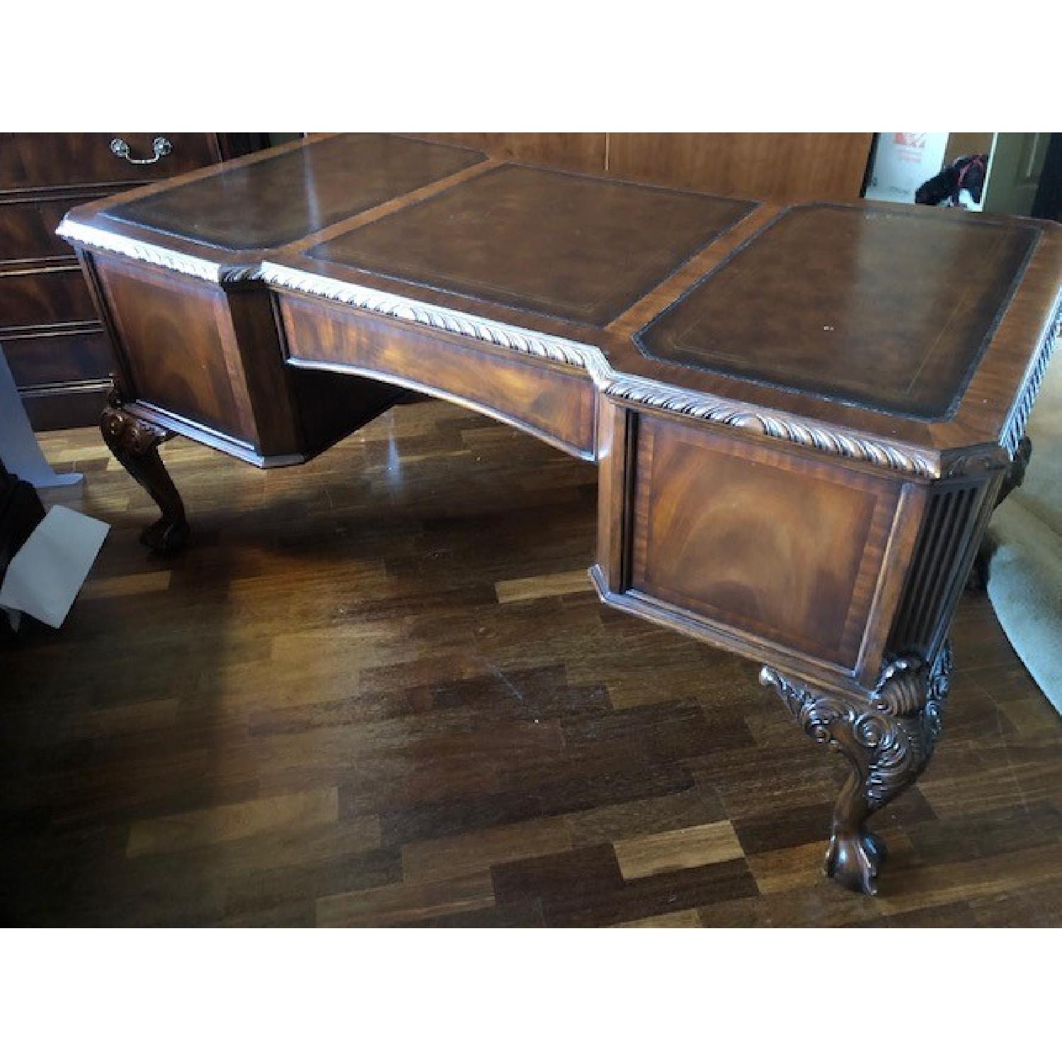 Lloyd Buxton Flame Mahogany Leather Top Executive Desk - image-2