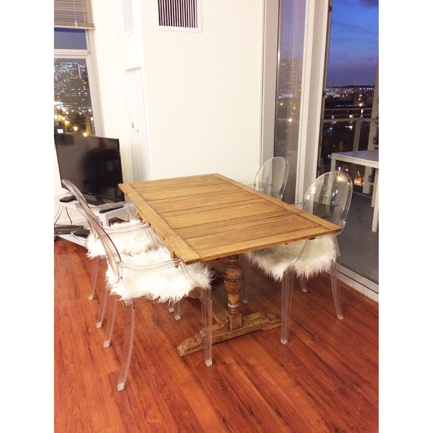 Antique English Oak Barley Twist Draw Leaf Pub Table - image-3