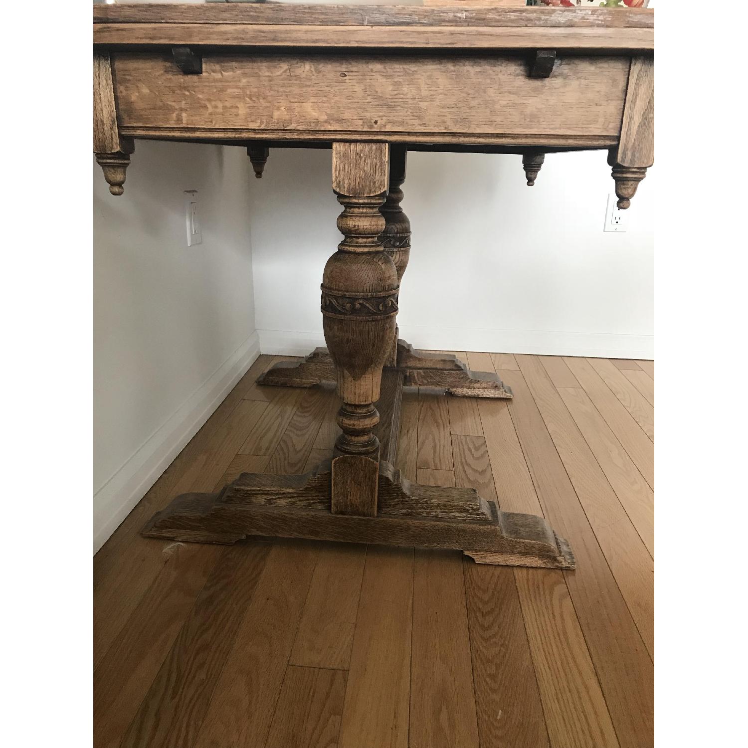 Antique English Oak Barley Twist Draw Leaf Pub Table - image-4