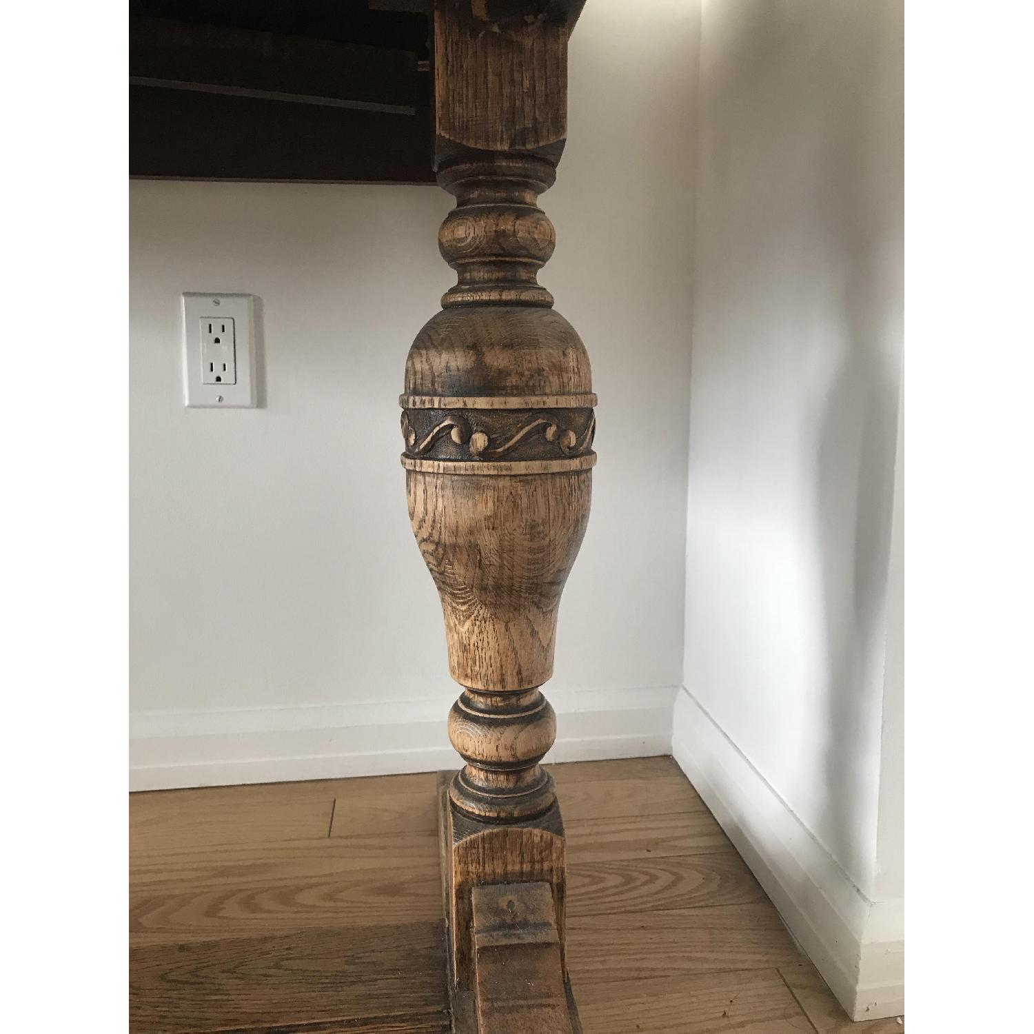 Antique English Oak Barley Twist Draw Leaf Pub Table - image-6