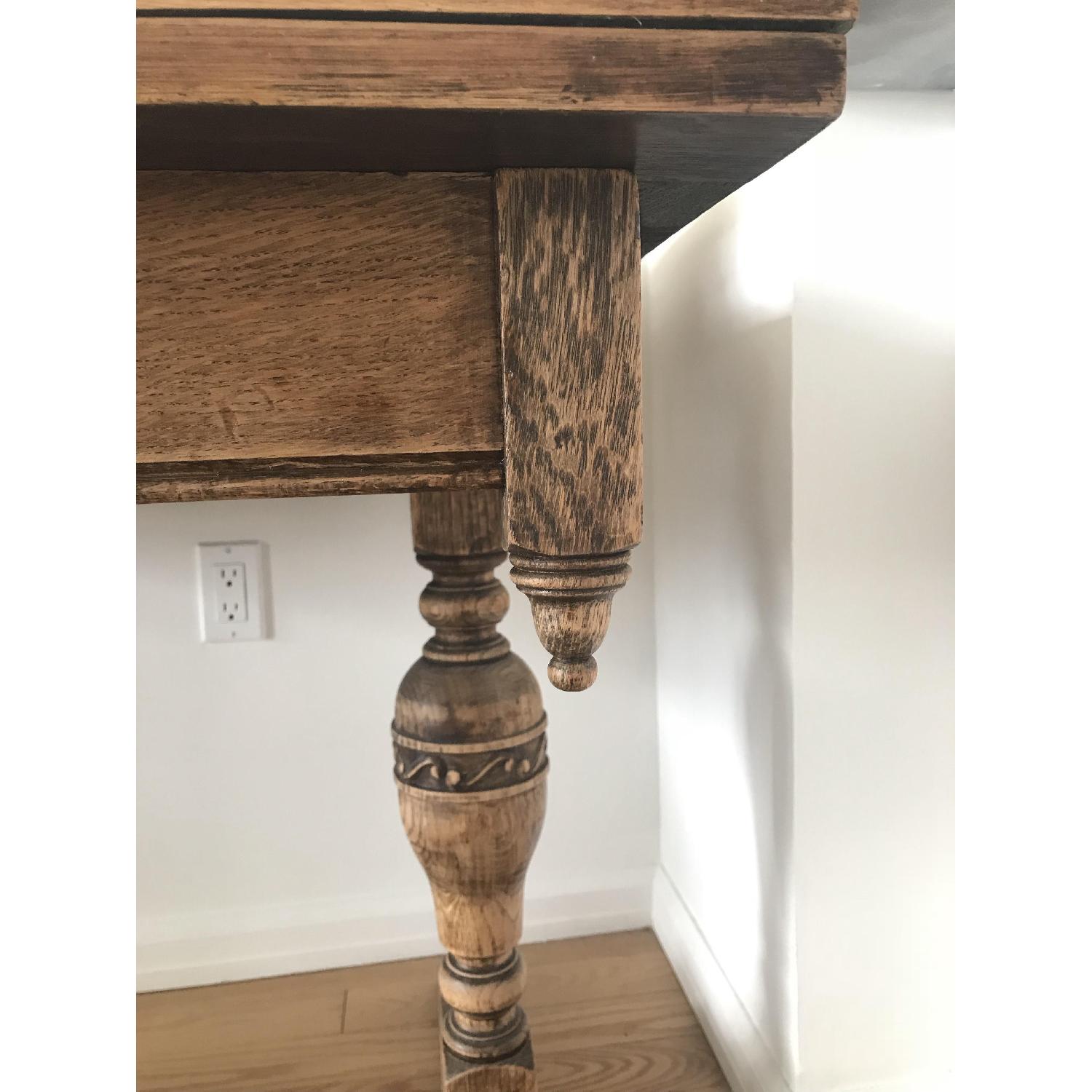 Antique English Oak Barley Twist Draw Leaf Pub Table - image-8