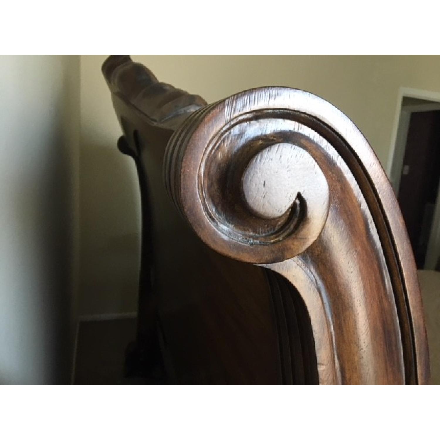 Raymour & Flanigan King Size Wood & Leather Sleigh Bed - image-4