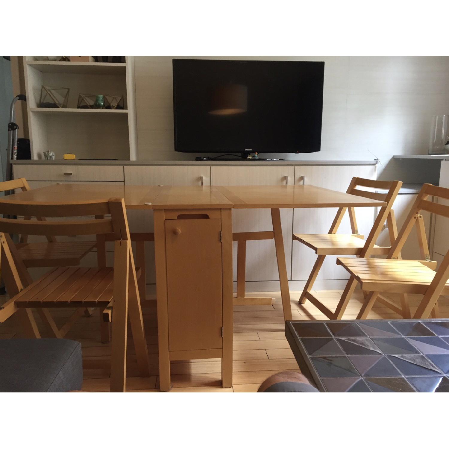 Mid-Century Modern Drop-Leaf Table w/ 4 Chairs - image-1