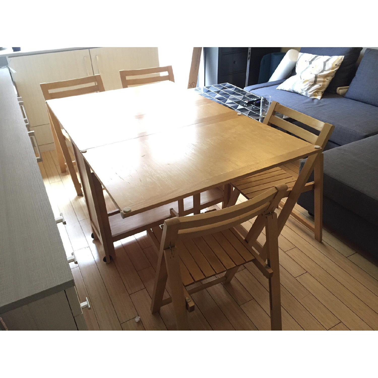 Mid-Century Modern Drop-Leaf Table w/ 4 Chairs - image-5