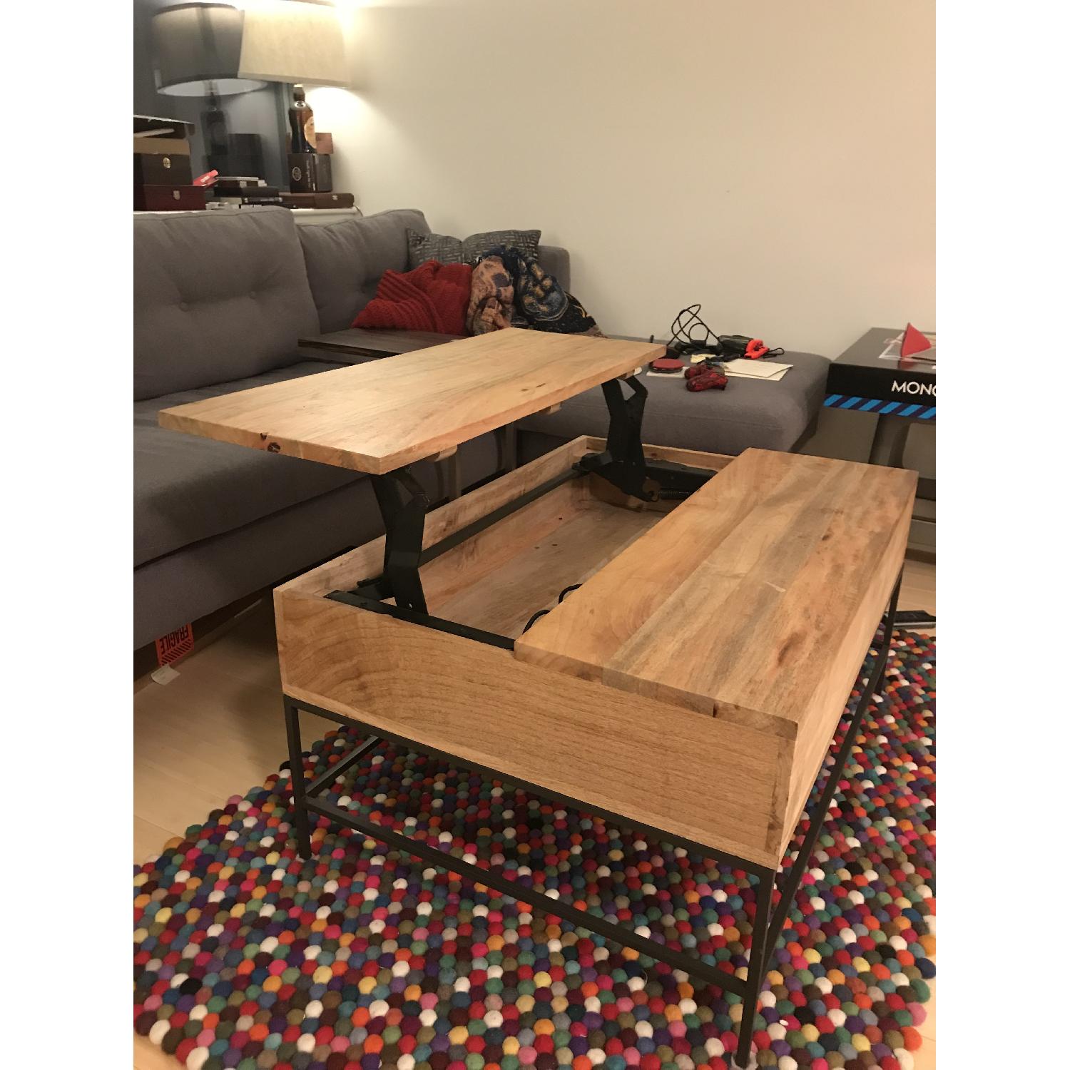 West Elm Small Industrial Storage Coffee Table in Raw Mango - image-1