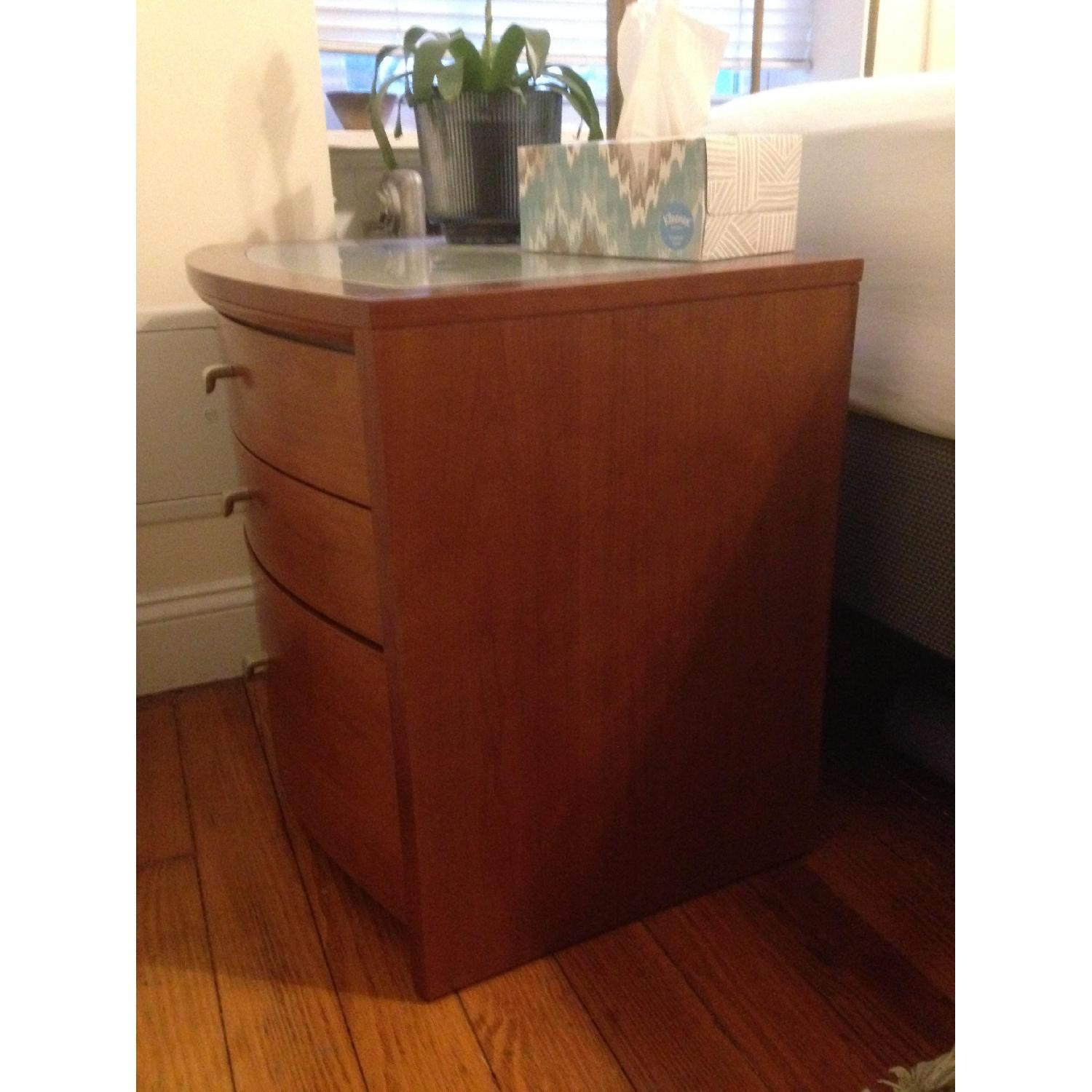 Modern Wood & Frosted Glass Top 3Drawer Nightstand AptDeco