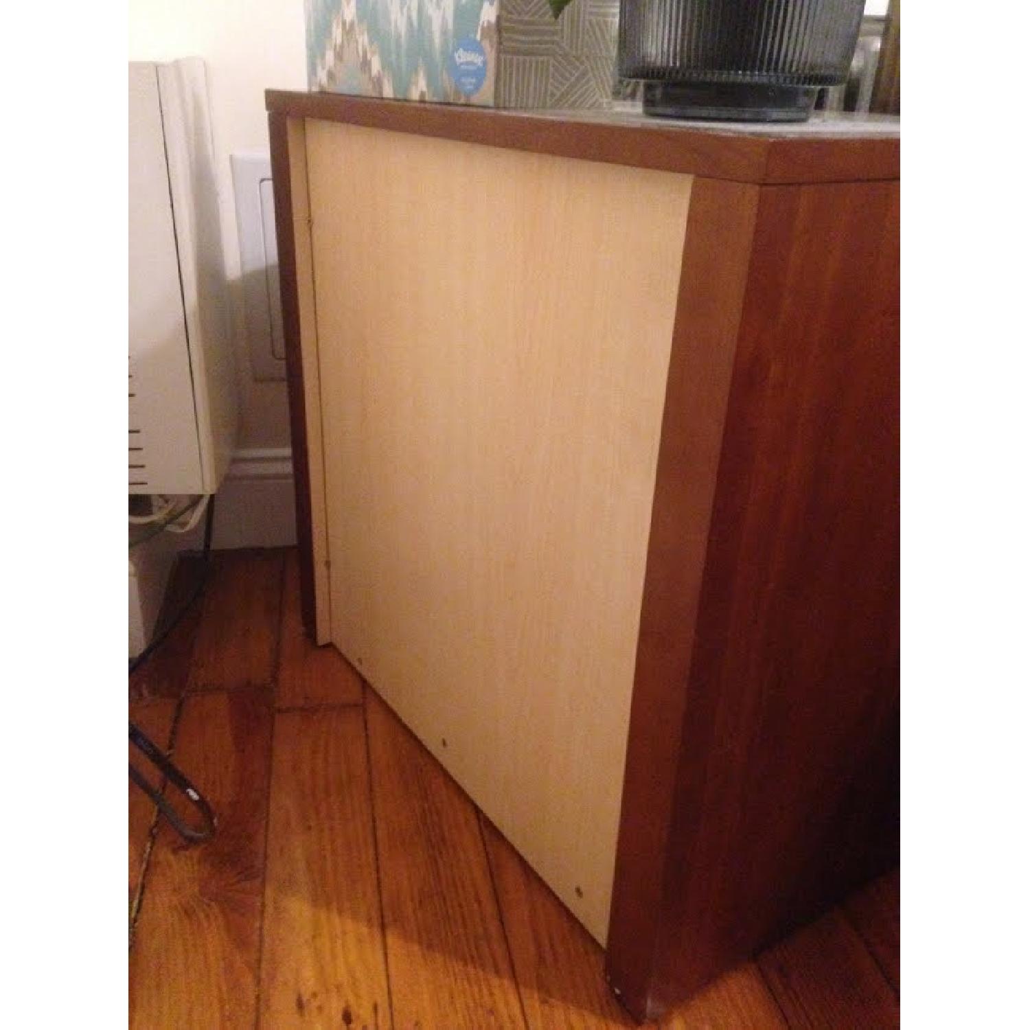 Modern Wood & Frosted Glass Top 3-Drawer Nightstand - image-5