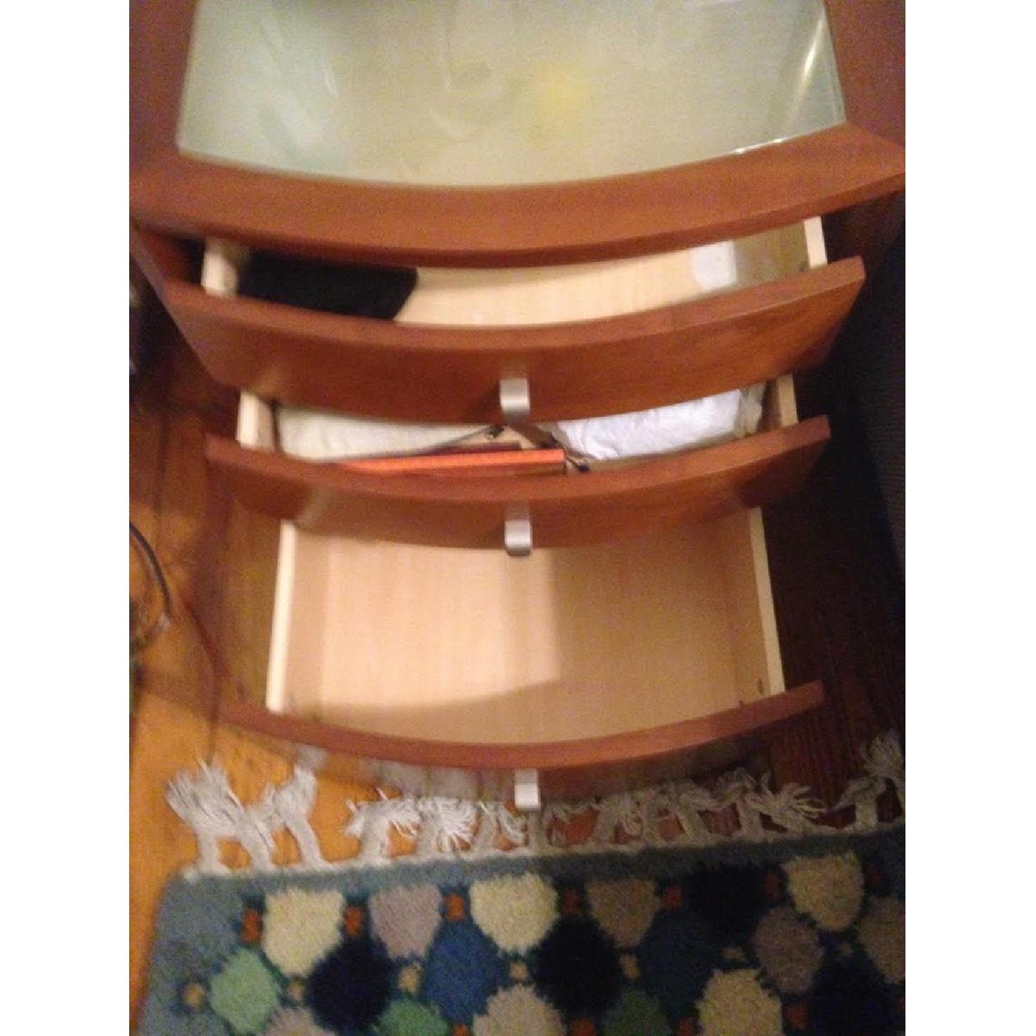 Modern Wood & Frosted Glass Top 3-Drawer Nightstand - image-6
