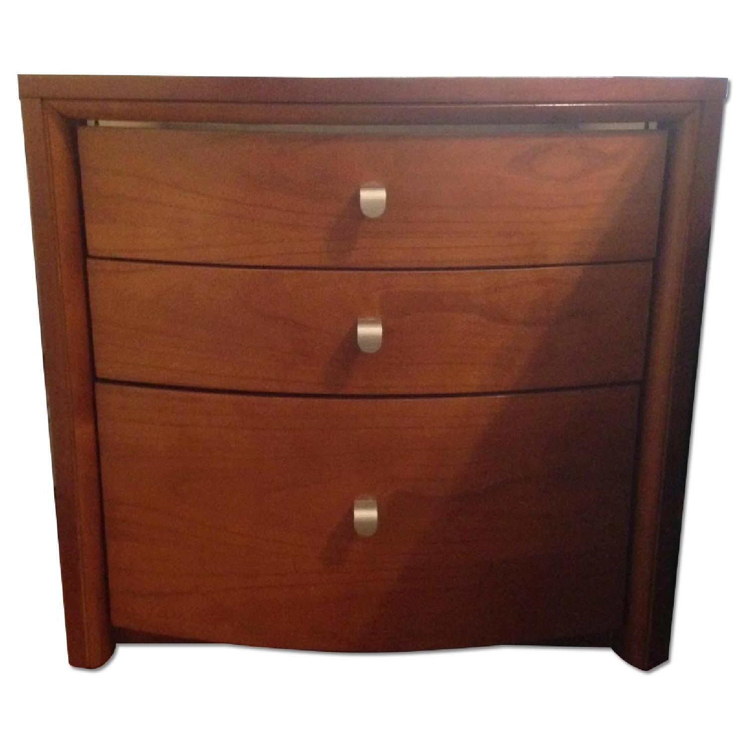 Modern Wood & Frosted Glass Top 3Drawer Nightstand AptDeco