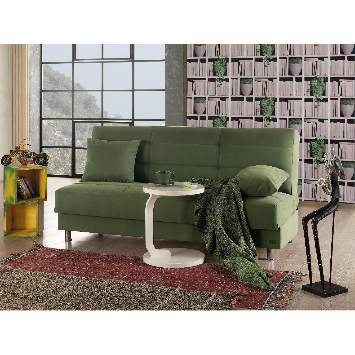 Contemporary Green Convertible Sofa Bed - image-1