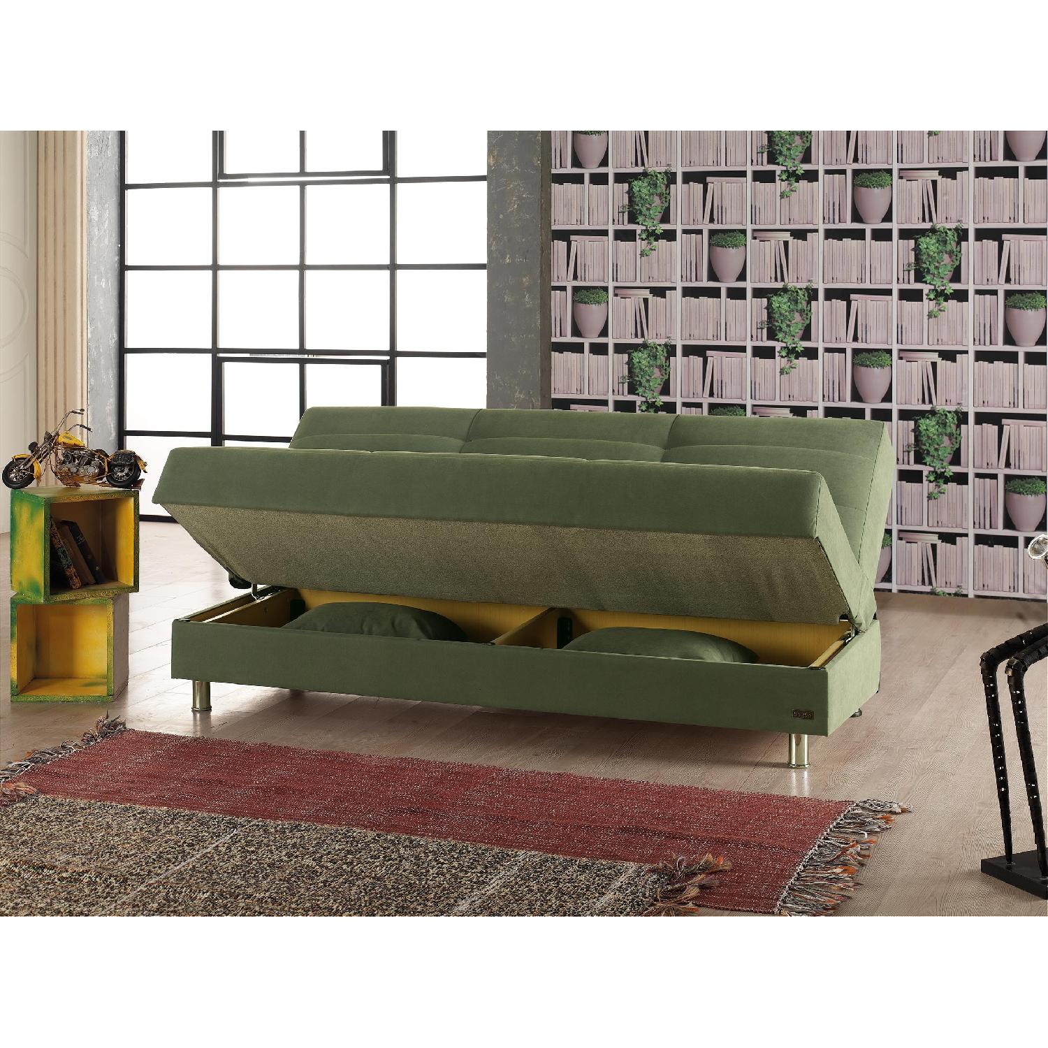 Contemporary Green Convertible Sofa Bed - image-2