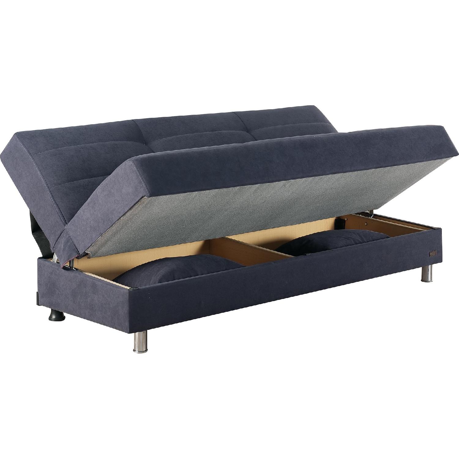 Contemporary Navy Blue Convertible Sofa Bed - image-1