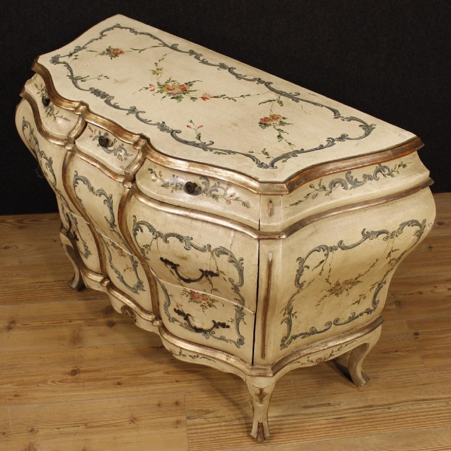 Venetian Dresser in Lacquered Silvered & Painted Wood - image-1