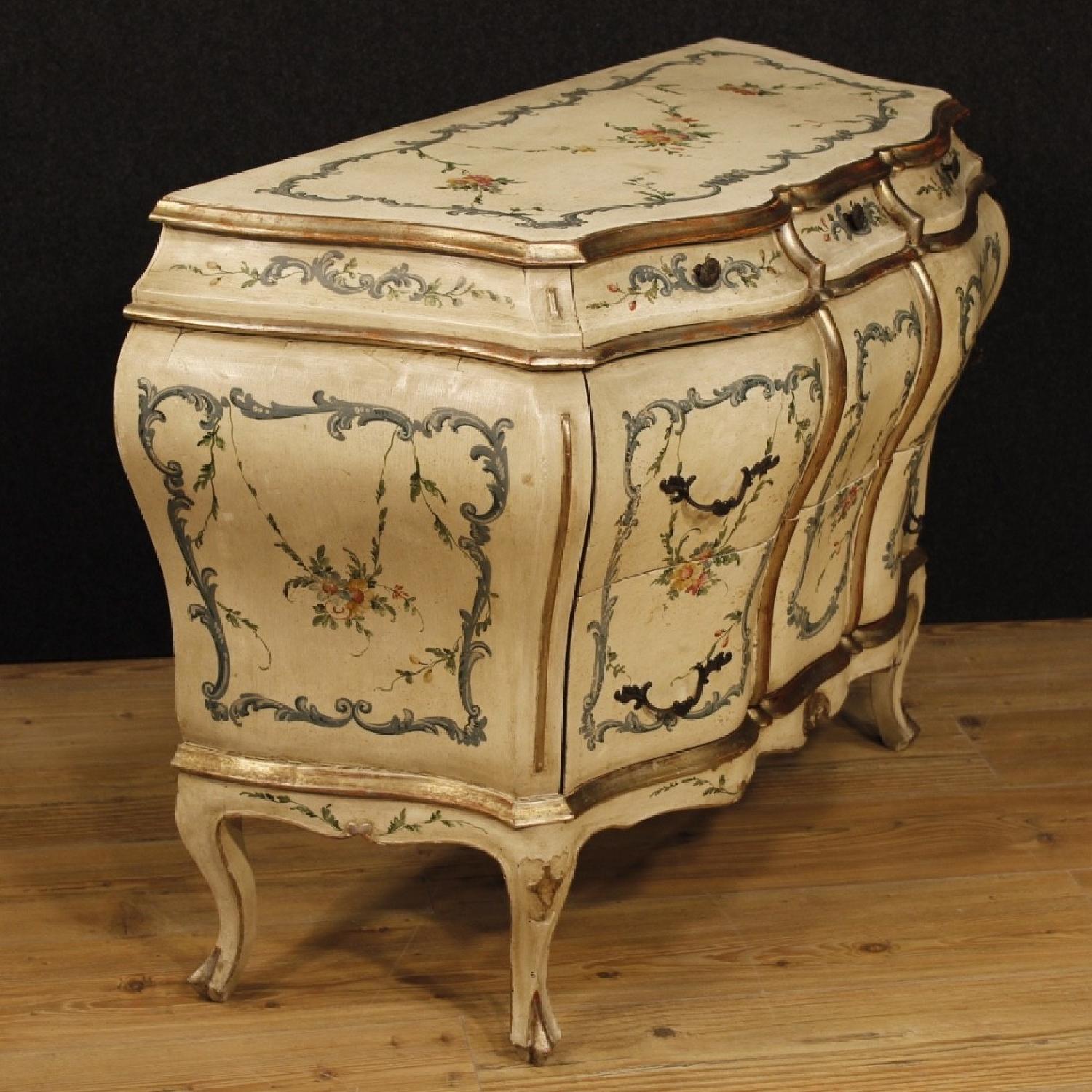 Venetian Dresser in Lacquered Silvered & Painted Wood - image-7