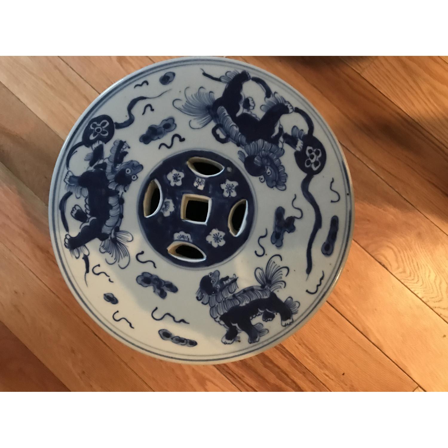 Antique Blue & White Chinese Porcelain Garden Stool - image-3