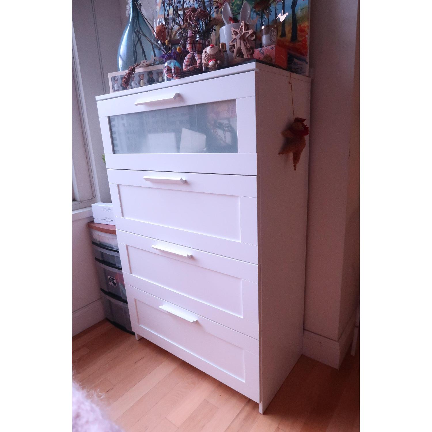 Ikea Brimnes 4-Drawer Dresser in White Frosted Glass - image-1