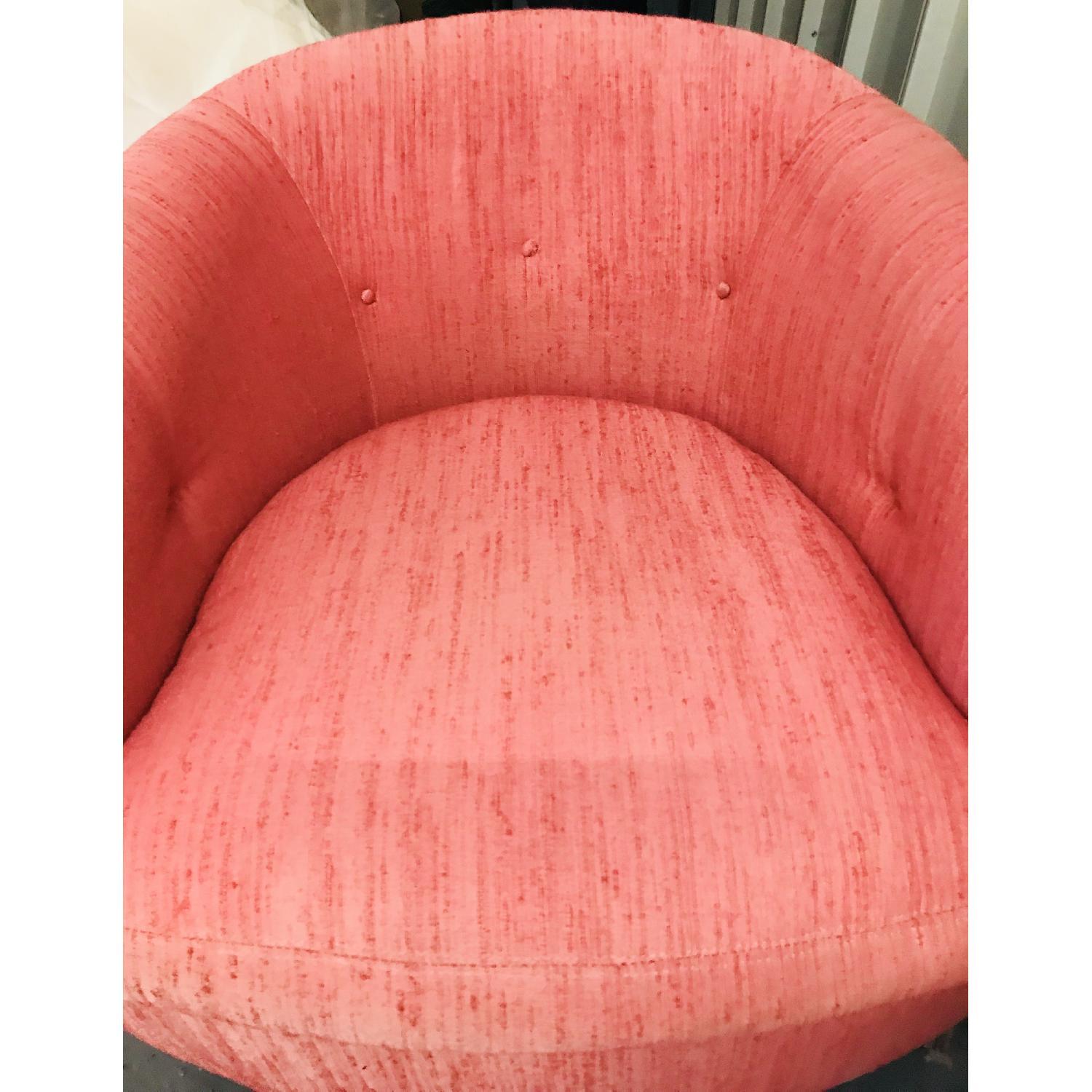 Vintage Milo Baughman Mid Century Pink Tufted Swivel Chair - image-8