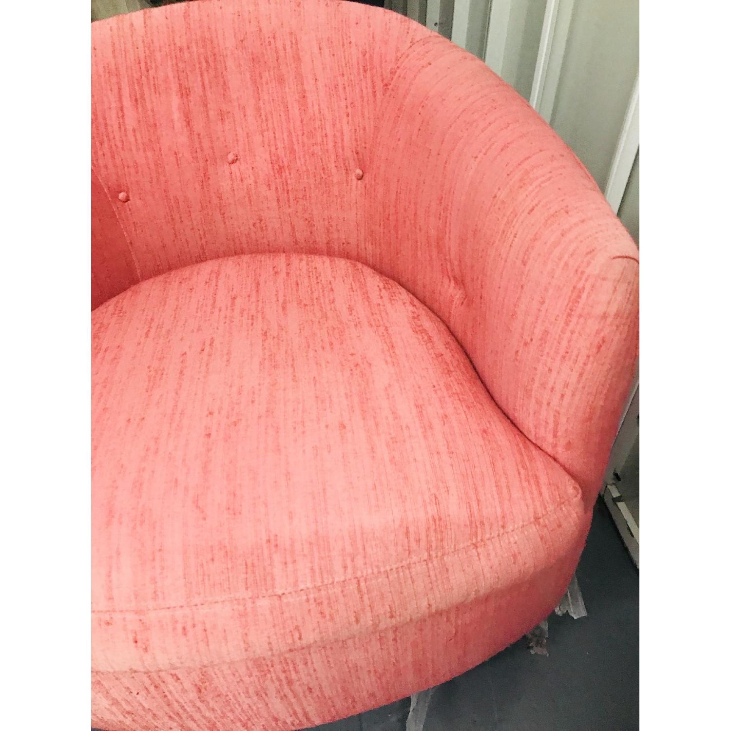 Vintage Milo Baughman Mid Century Pink Tufted Swivel Chair - image-9