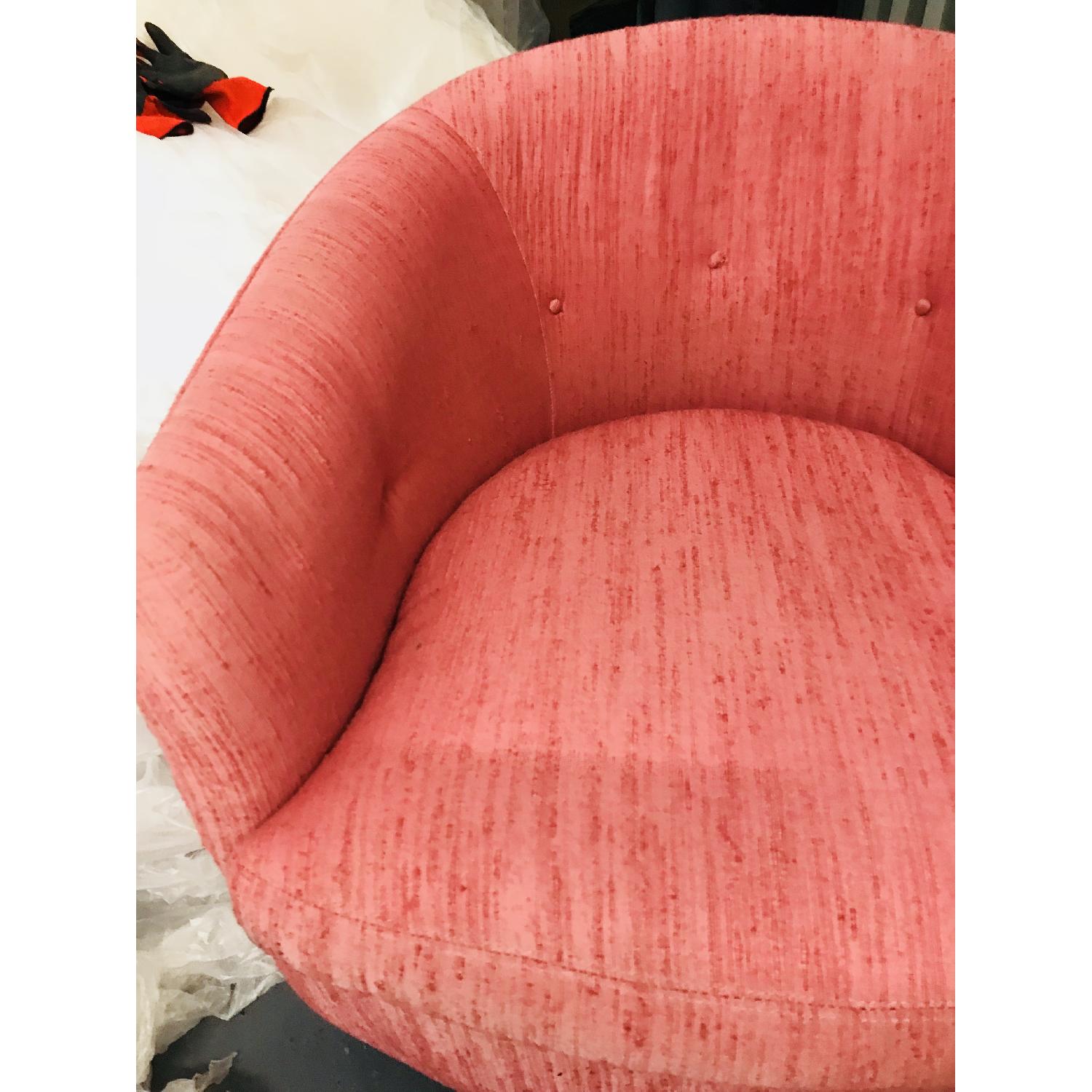 Vintage Milo Baughman Mid Century Pink Tufted Swivel Chair - image-11