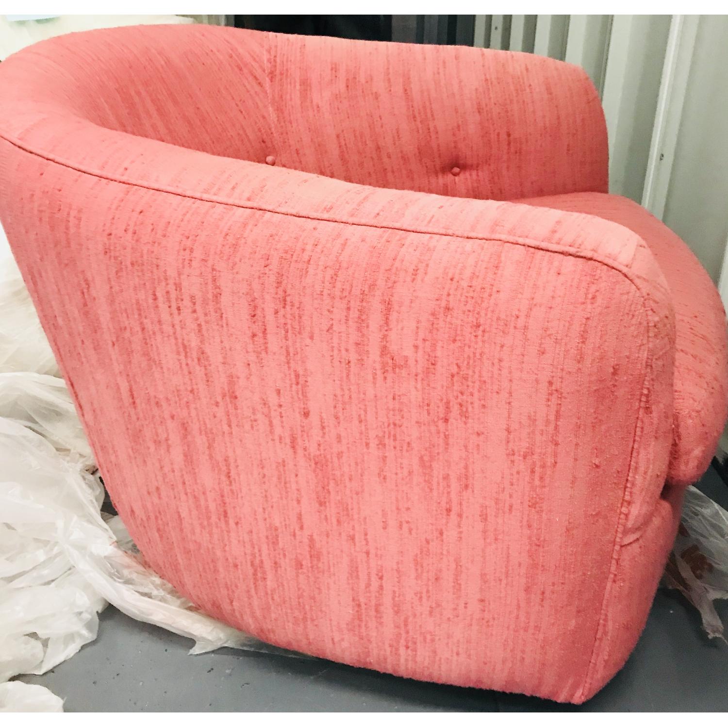 Vintage Milo Baughman Mid Century Pink Tufted Swivel Chair - image-13