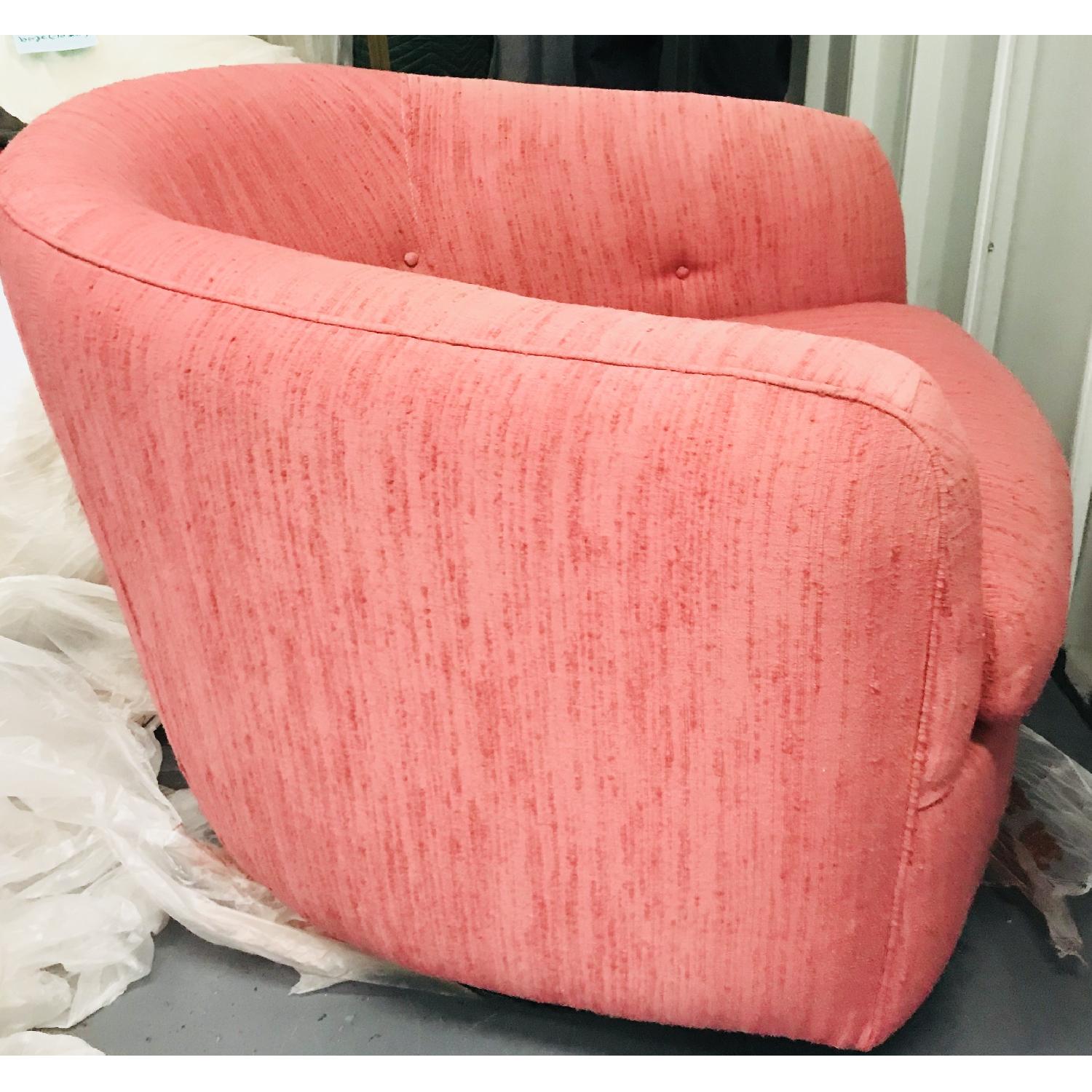 Vintage Milo Baughman Mid Century Pink Tufted Swivel Chair - image-14