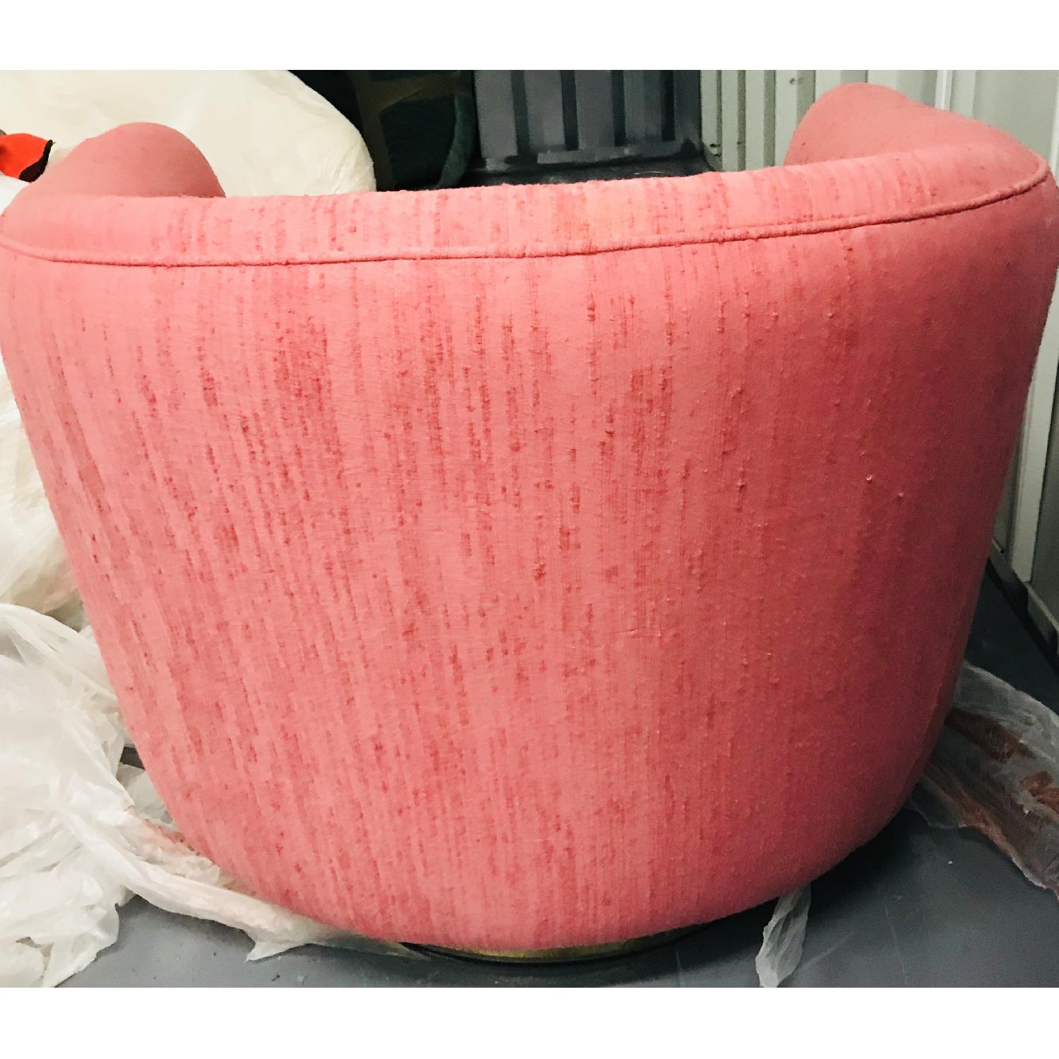Vintage Milo Baughman Mid Century Pink Tufted Swivel Chair - image-15