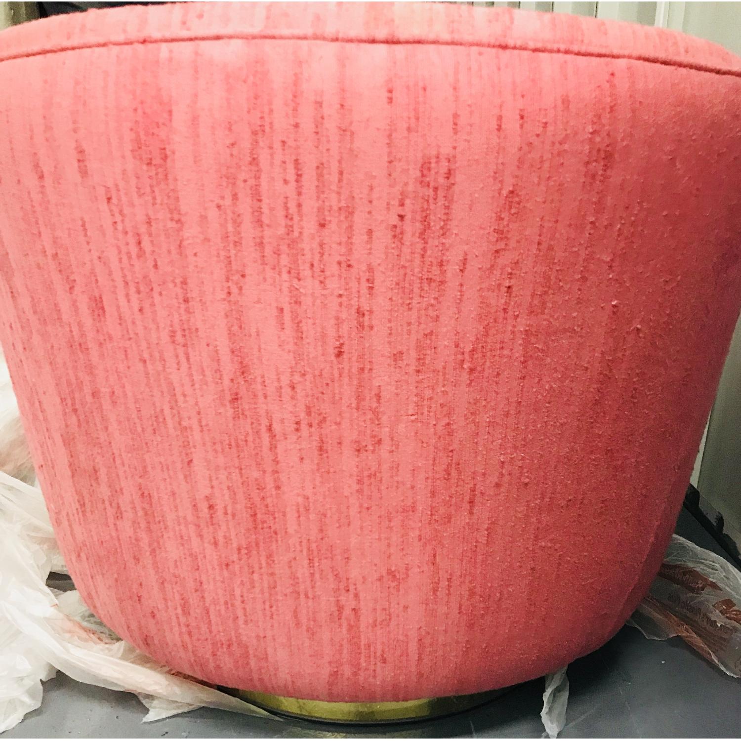 Vintage Milo Baughman Mid Century Pink Tufted Swivel Chair - image-16
