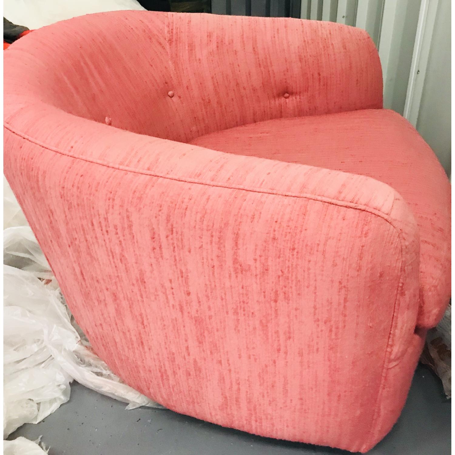 Vintage Milo Baughman Mid Century Pink Tufted Swivel Chair - image-17
