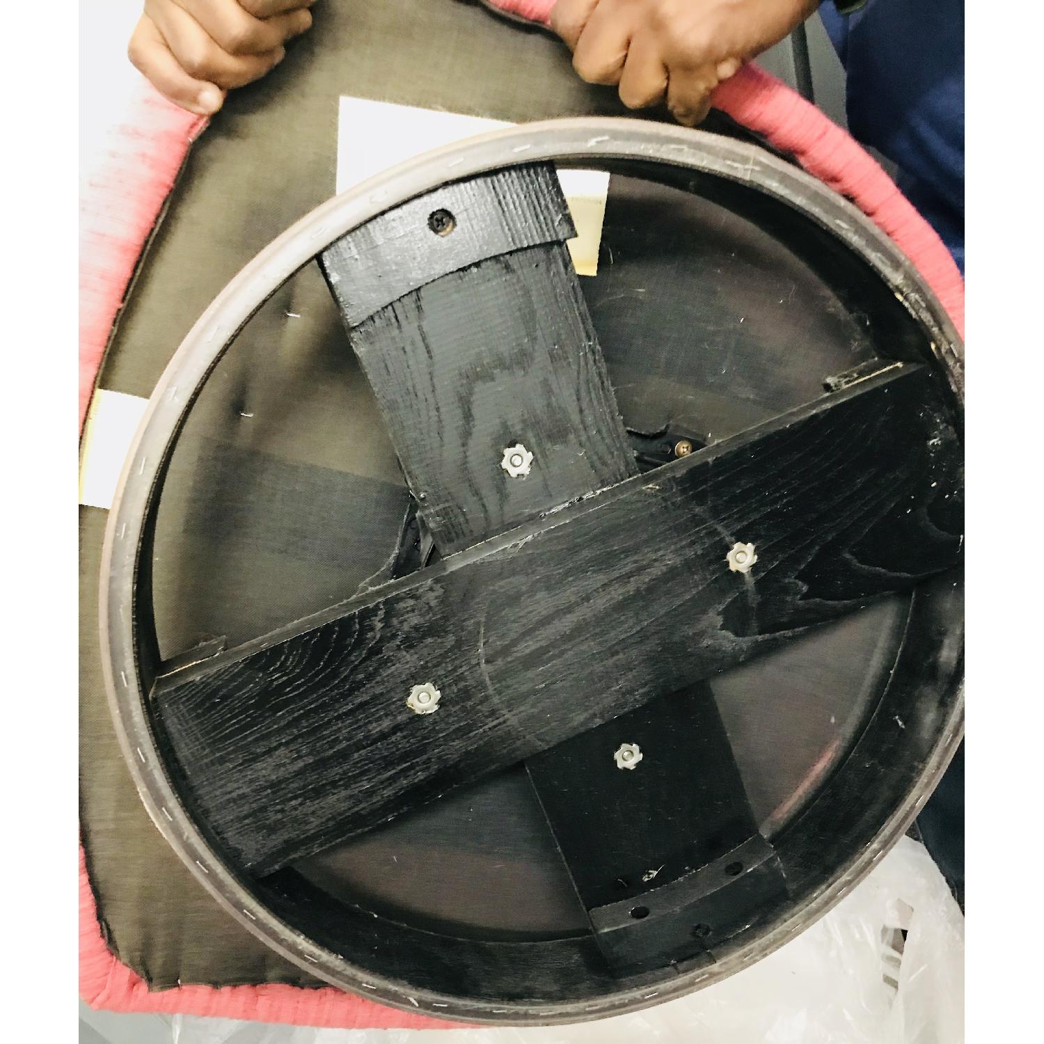 Vintage Milo Baughman Mid Century Pink Tufted Swivel Chair - image-25