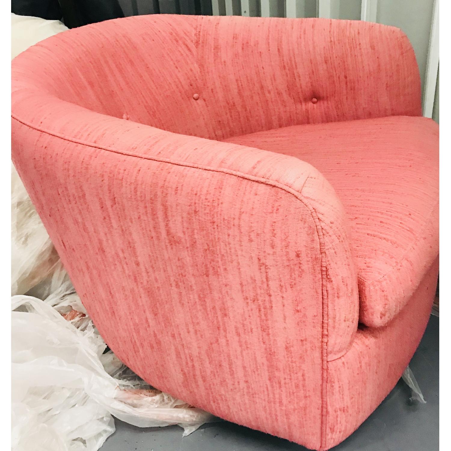 Vintage Milo Baughman Mid Century Pink Tufted Swivel Chair - image-30